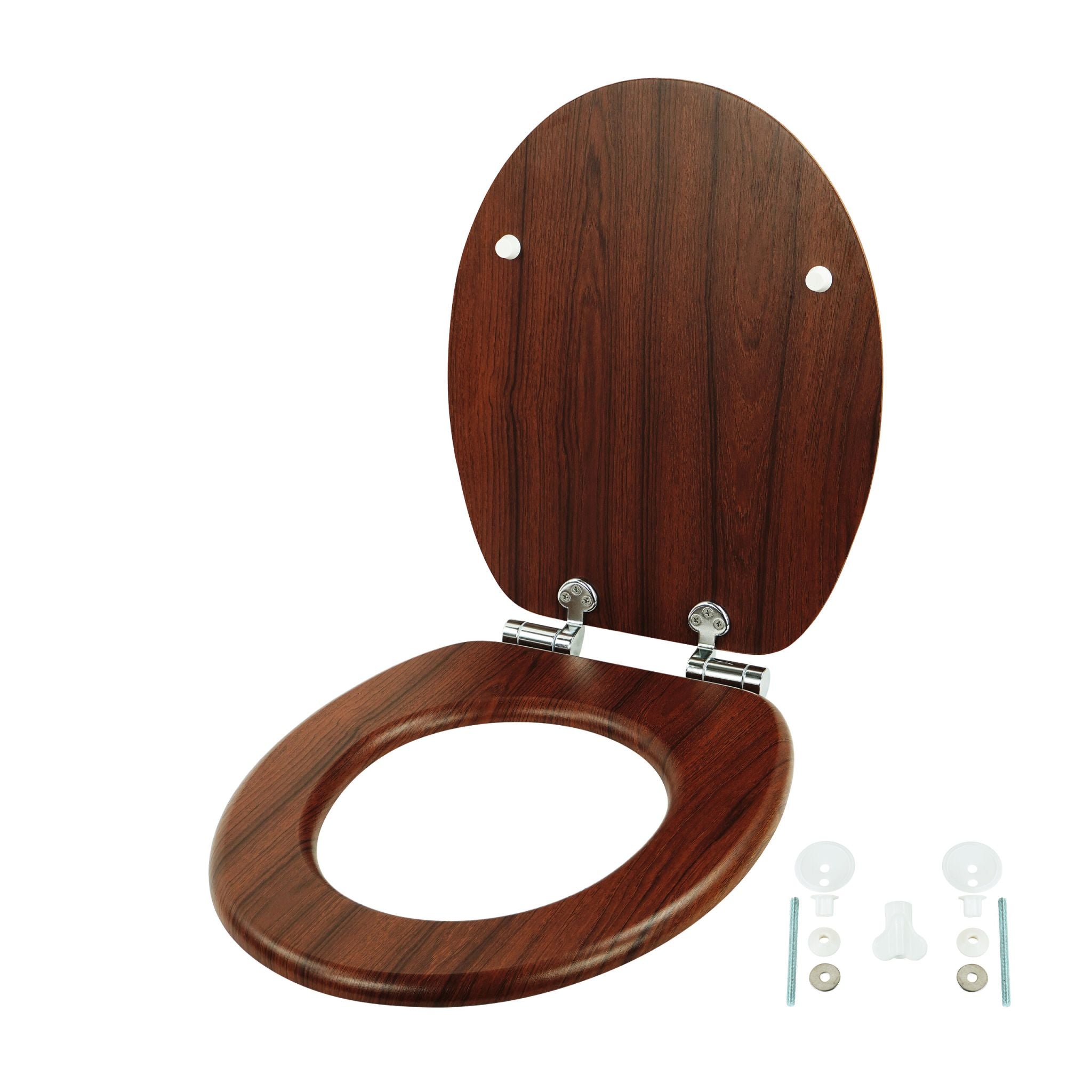 Toilettendeckel mit Absenkautomatik Braun-Silber von Relaxdays