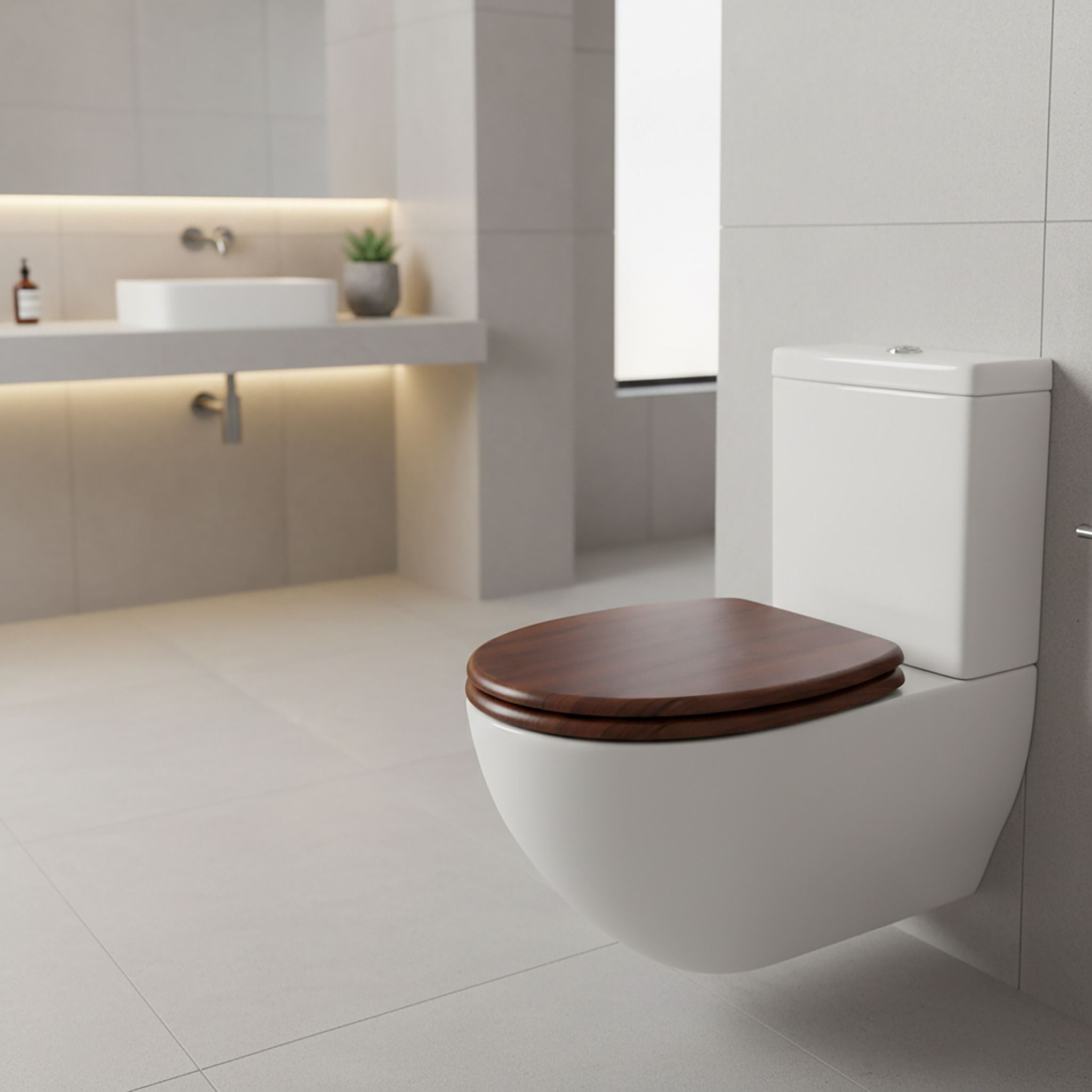 Toilettendeckel mit Absenkautomatik Braun-Silber von Relaxdays