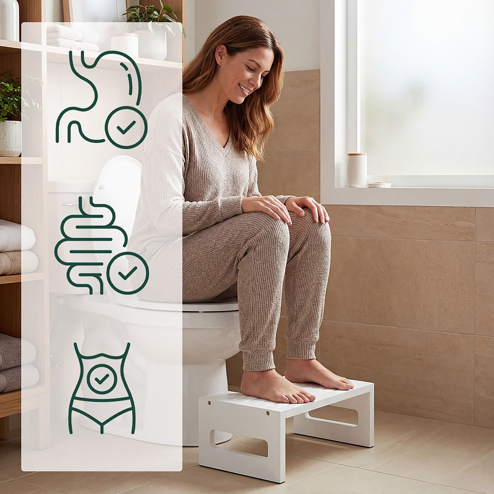 Toilettenhocker Bambus Weiss von Relaxdays