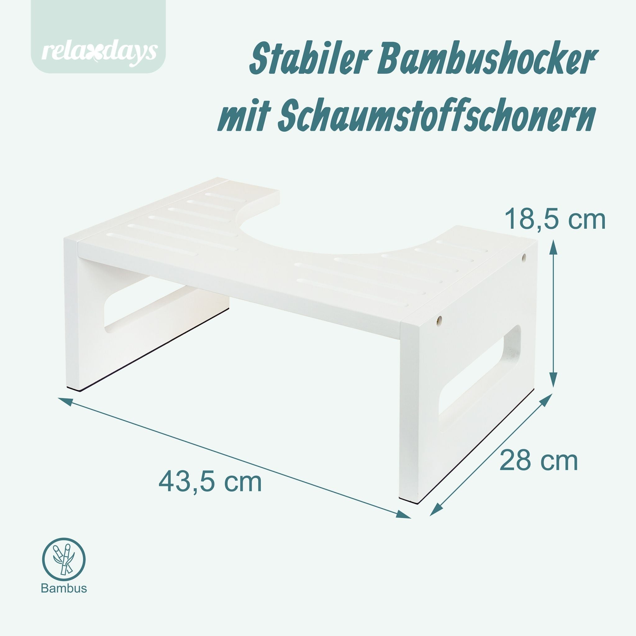 Toilettenhocker Bambus Weiss von Relaxdays