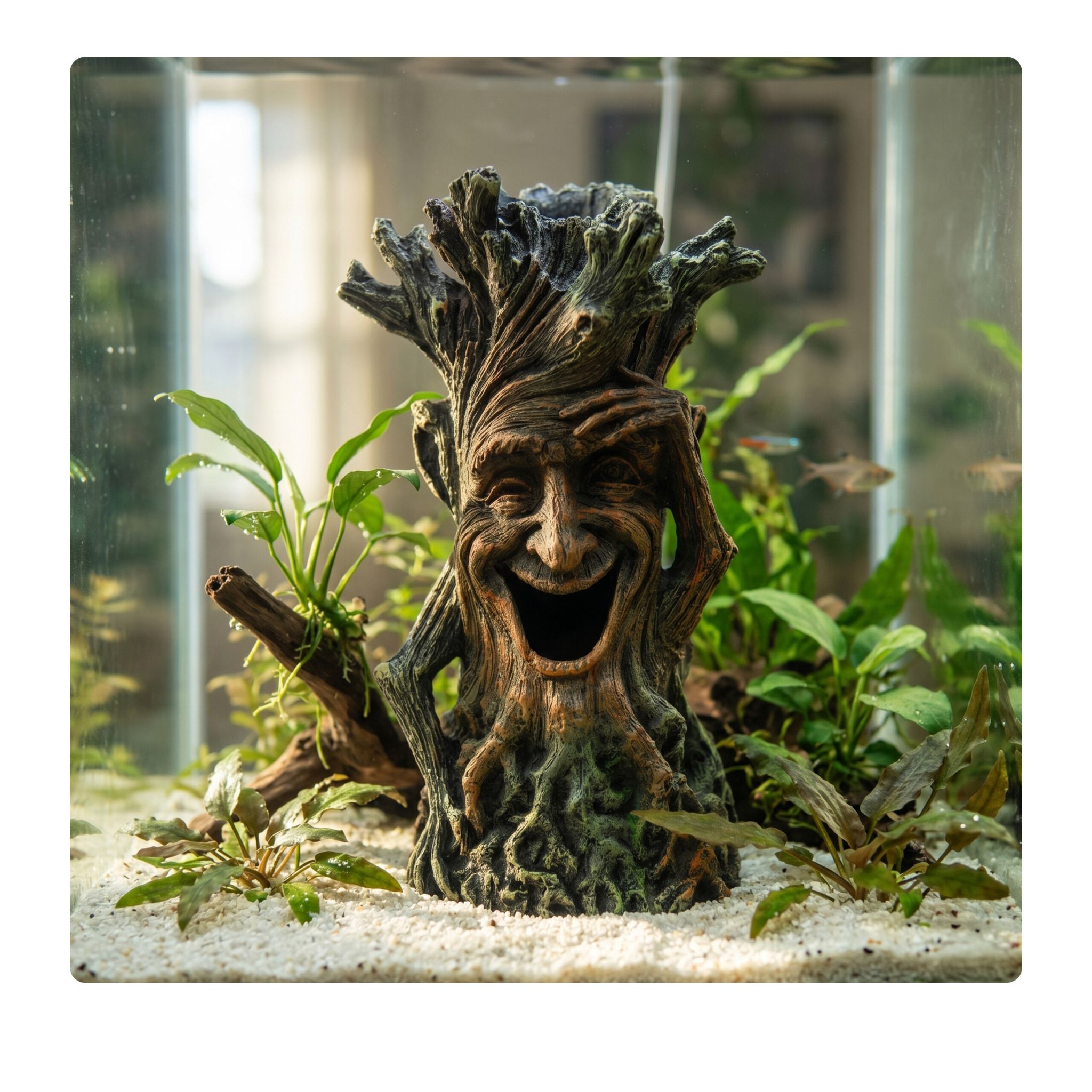 Aquarium Deko Baum mit Gesicht Braun-Dunkelgrün von Relaxdays