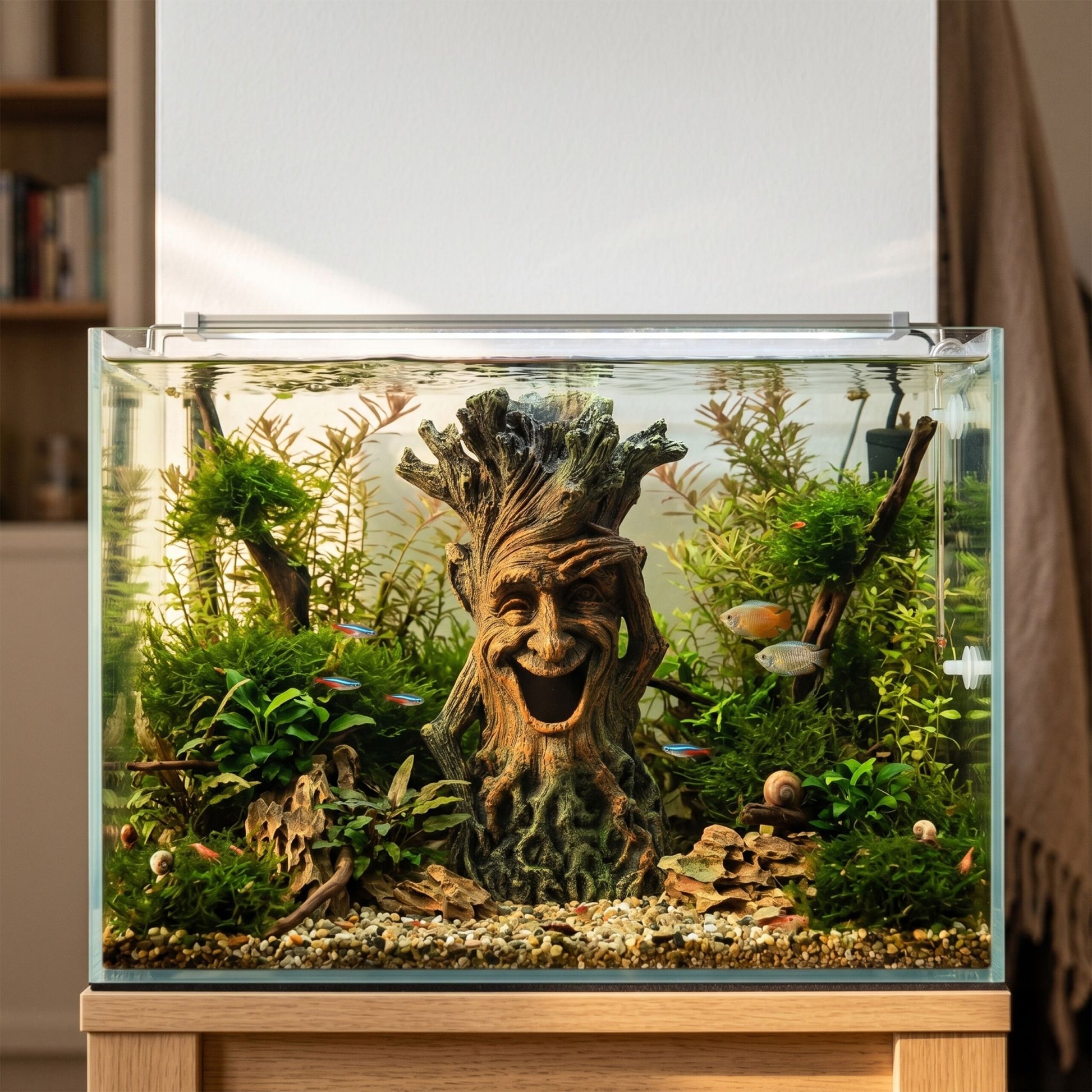 Aquarium Deko Baum mit Gesicht Braun-Dunkelgrün von Relaxdays