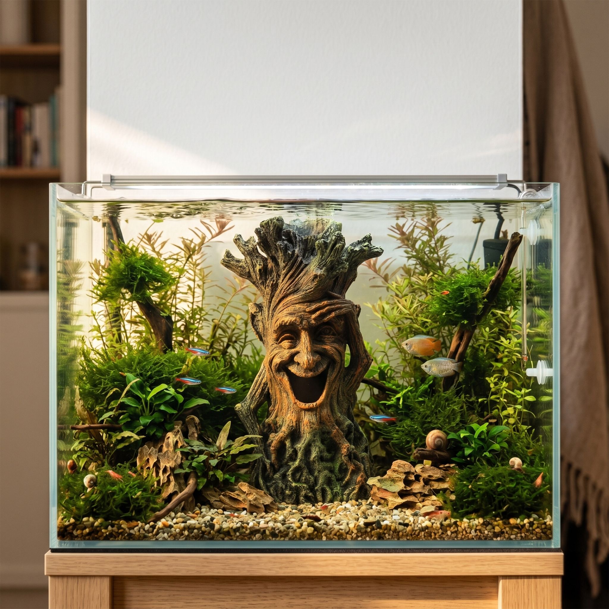 Aquarium Deko Baum mit Gesicht Braun-Dunkelgrün von Relaxdays