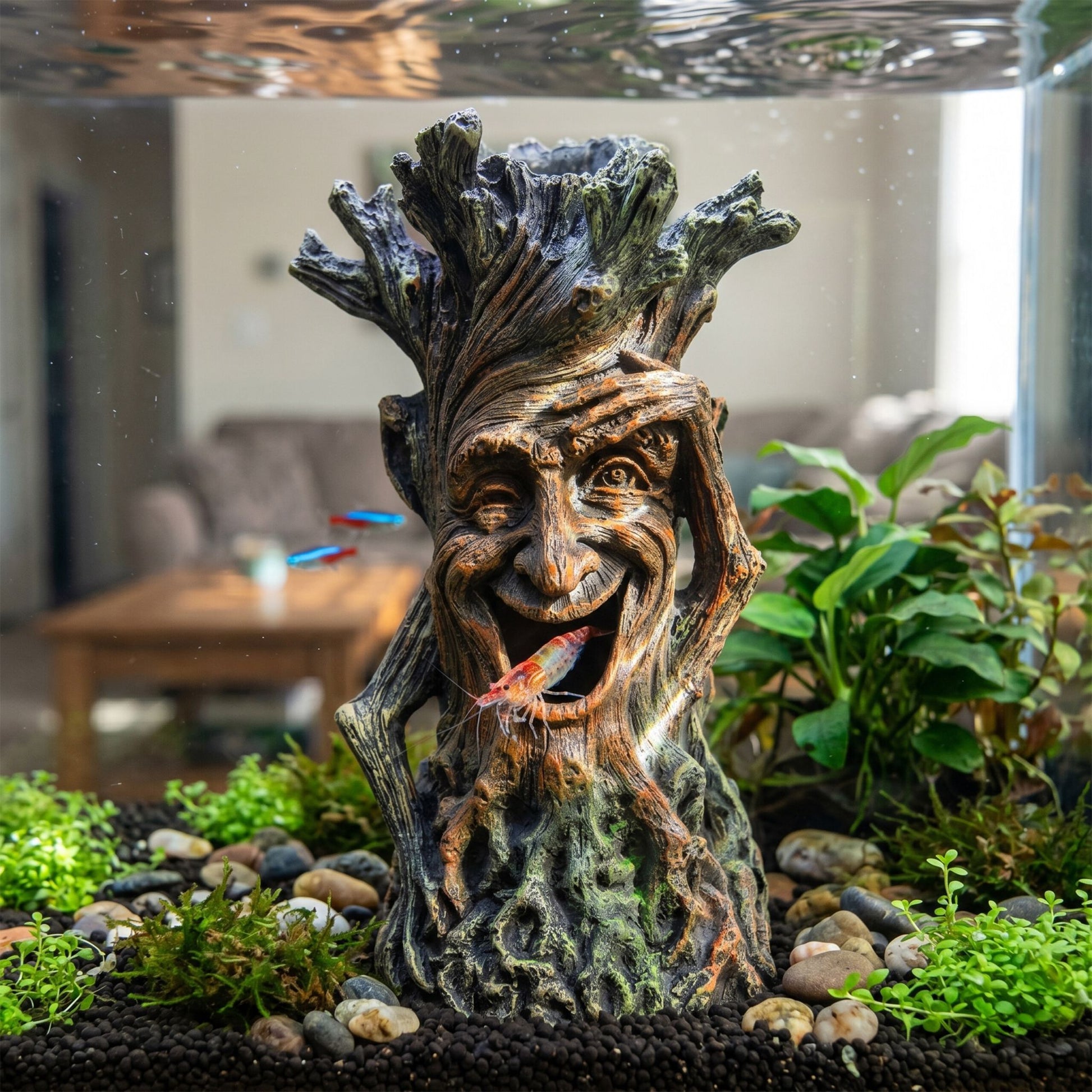 Aquarium Deko Baum mit Gesicht Braun-Dunkelgrün von Relaxdays