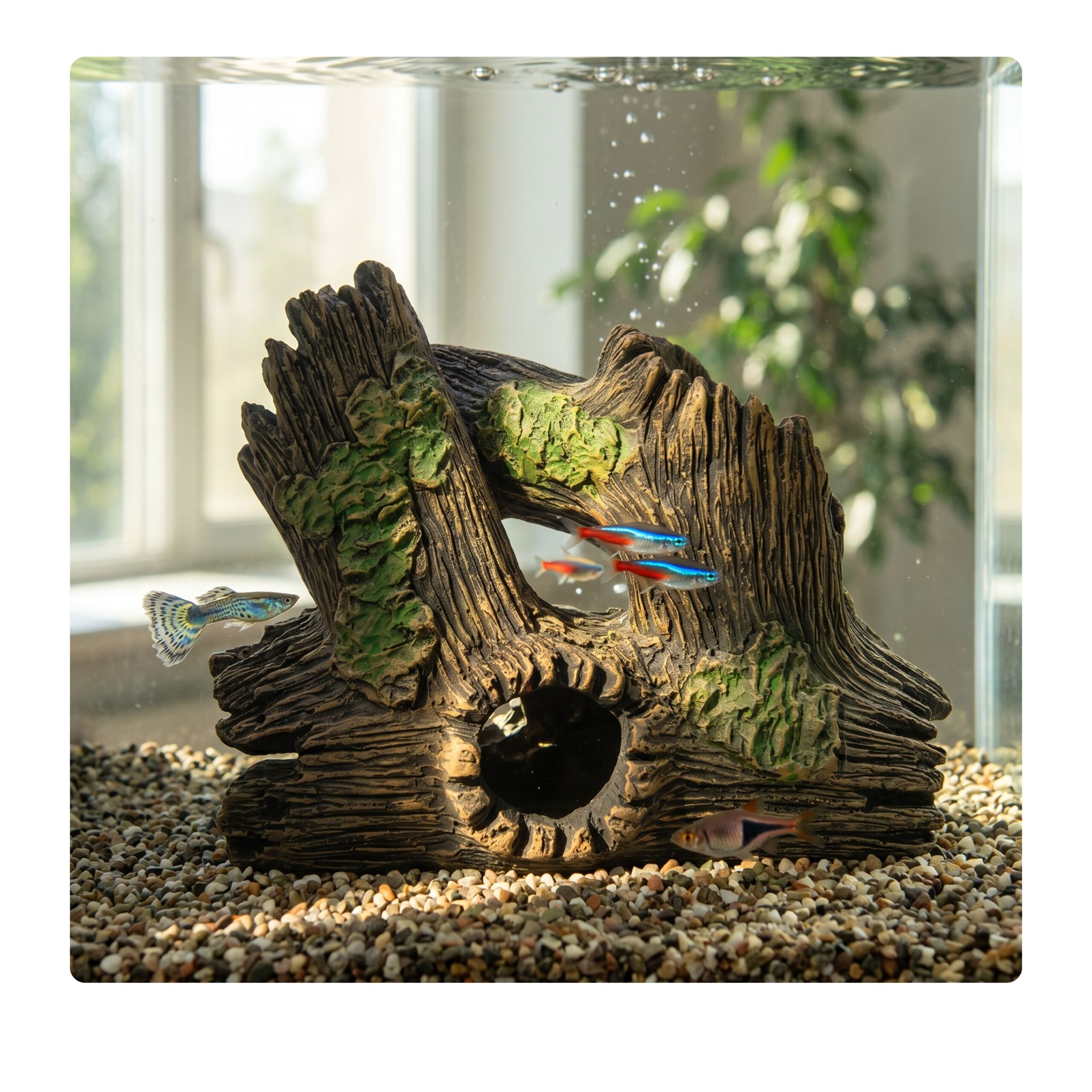Aquarium Deko Baumstamm Braun-Grün von Relaxdays