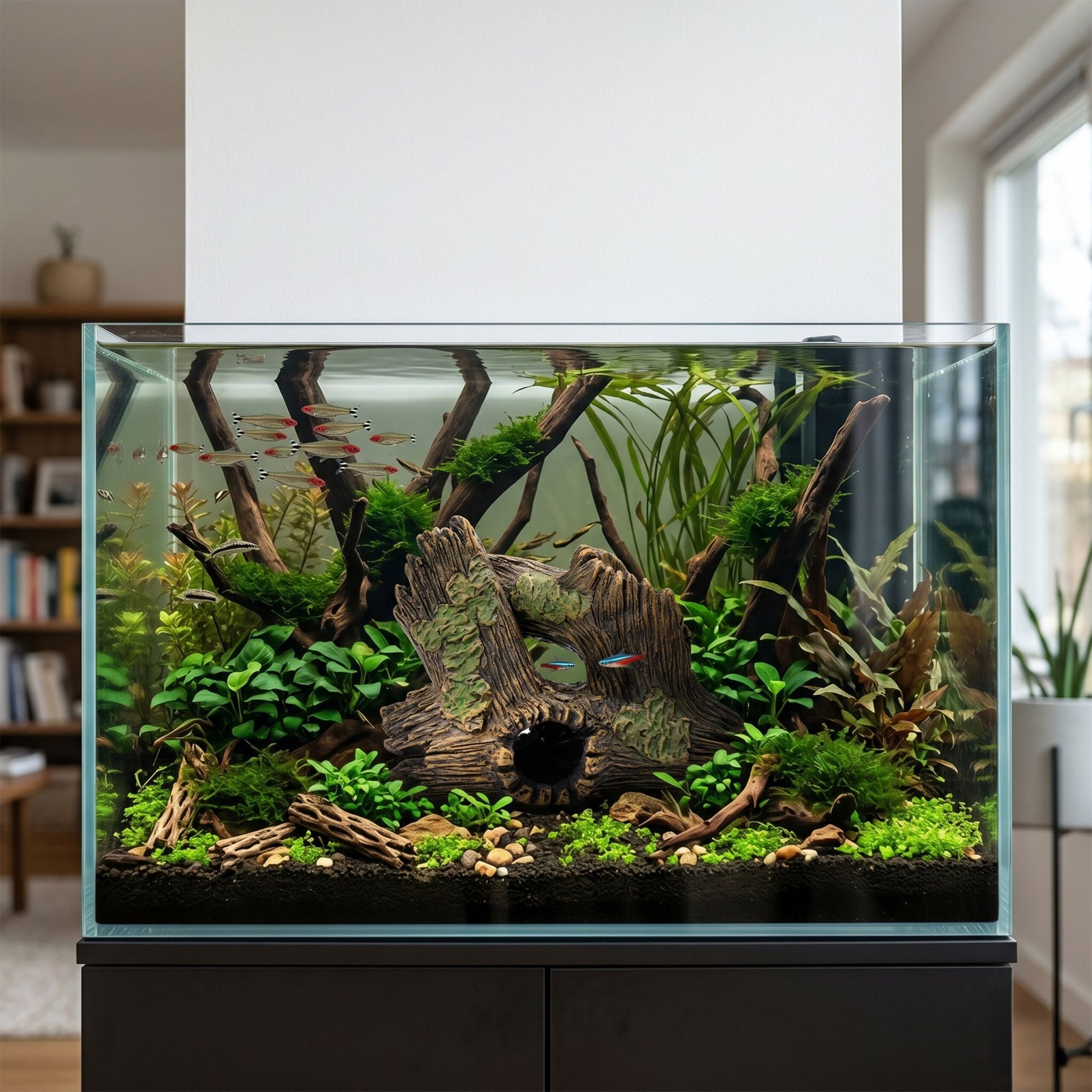 Aquarium Deko Baumstamm Braun-Grün von Relaxdays