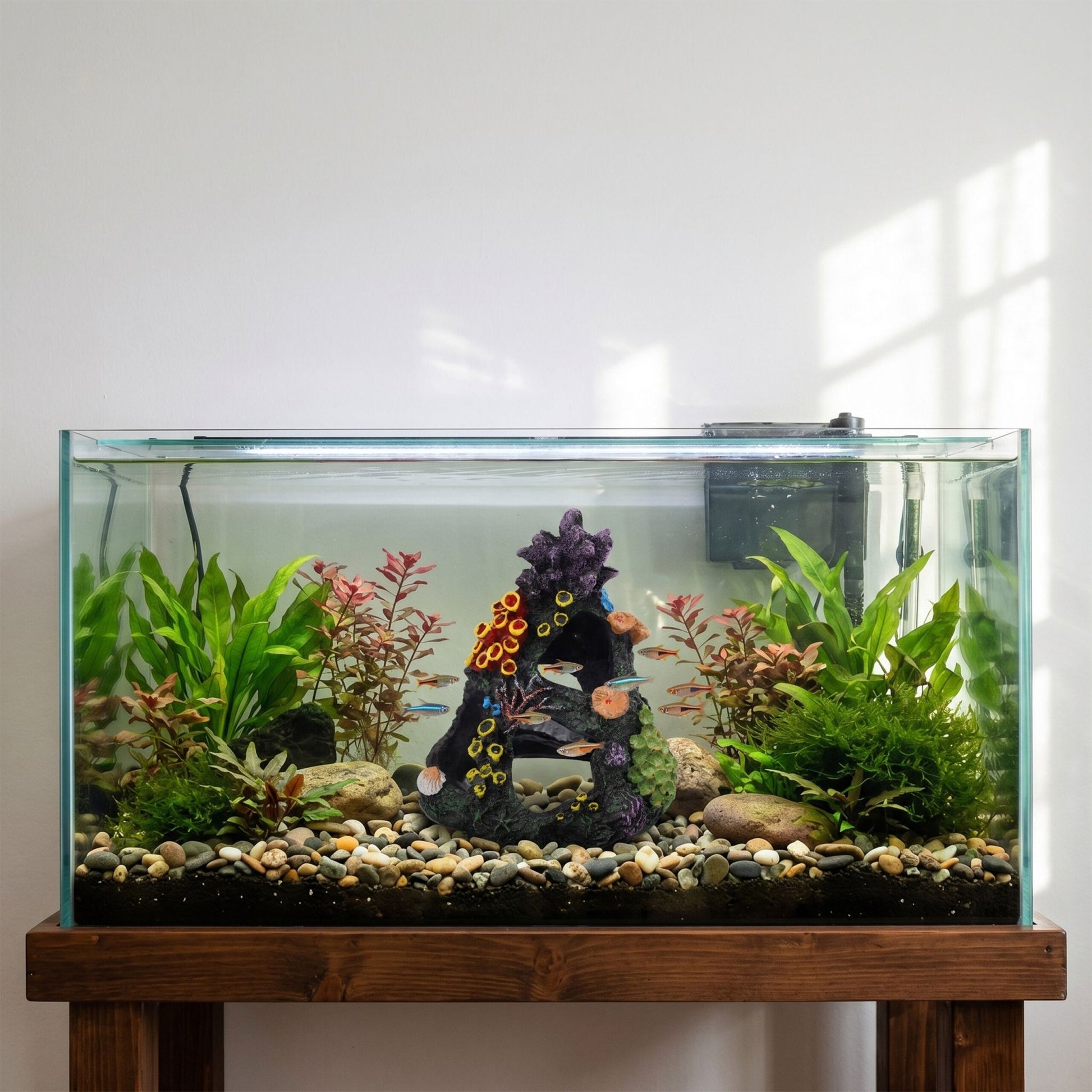 Aquarium Deko Korallenriff Anthrazit-Grün-Rot von Relaxdays