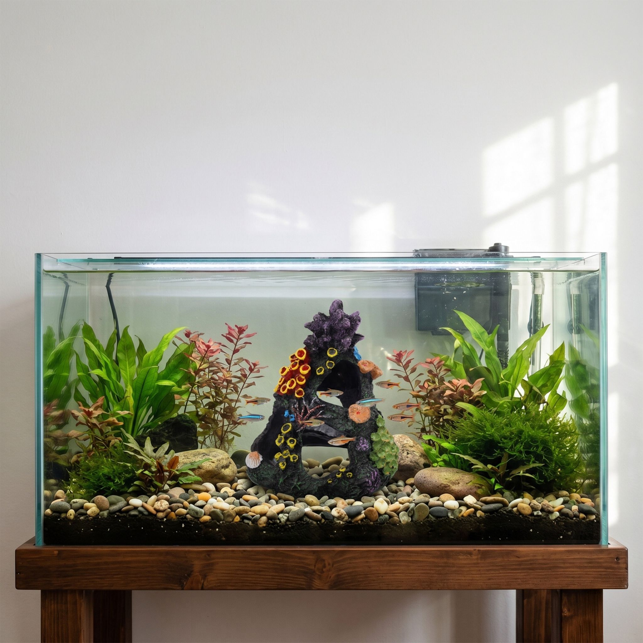 Aquarium Deko Korallenriff Anthrazit-Grün-Rot von Relaxdays
