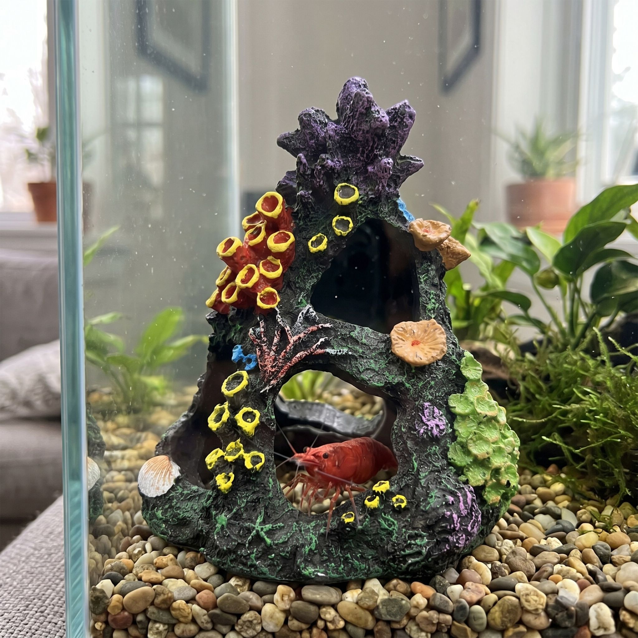 Aquarium Deko Korallenriff Anthrazit-Grün-Rot von Relaxdays