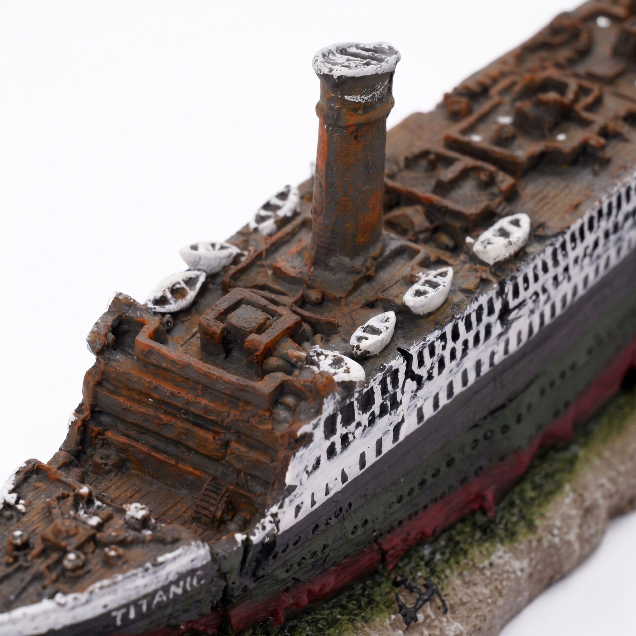Aquarium Deko Titanic Anthrazit-Rot-Grau von Relaxdays