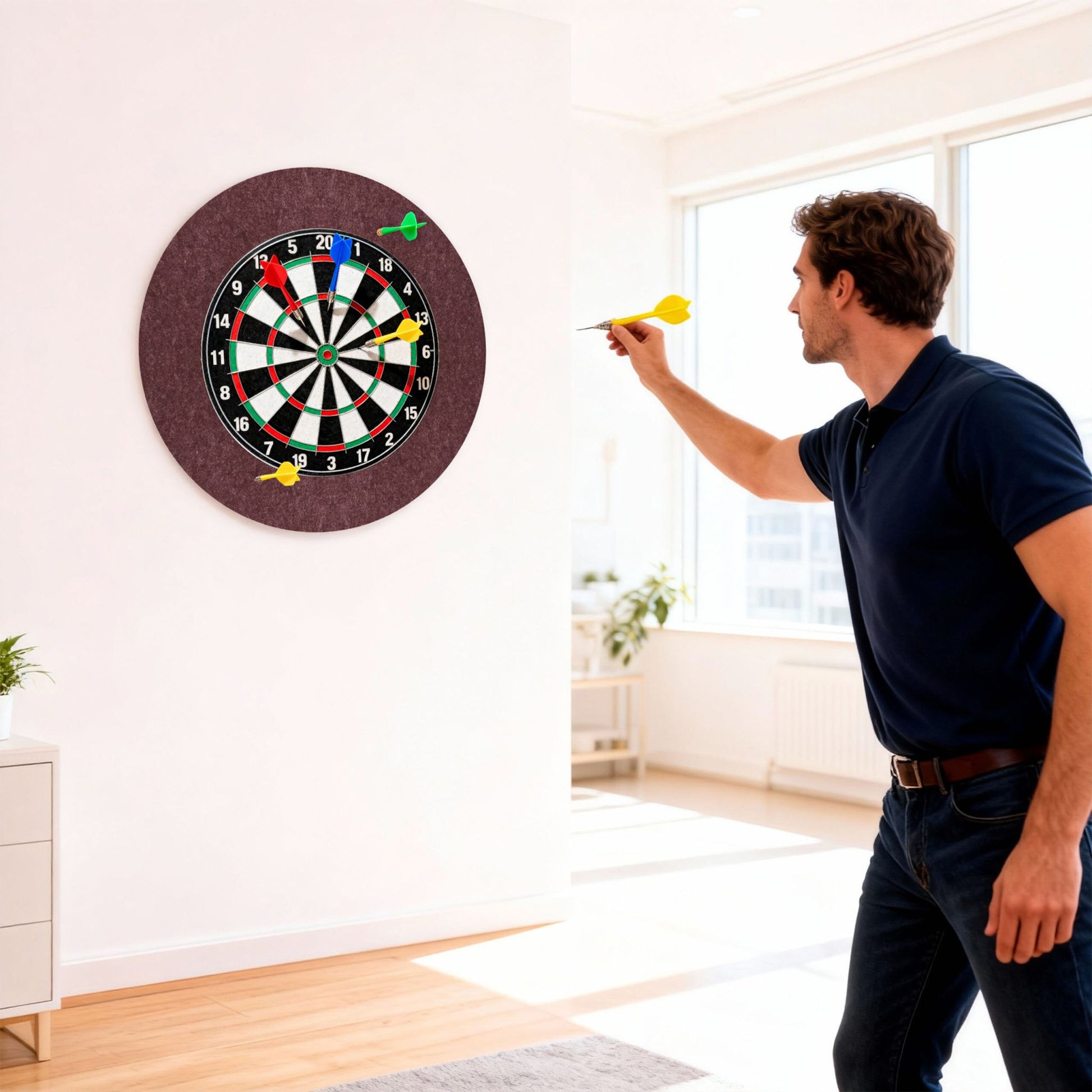 Dartscheibe Schutzring 4-teilig Filz Dunkelrot von Relaxdays
