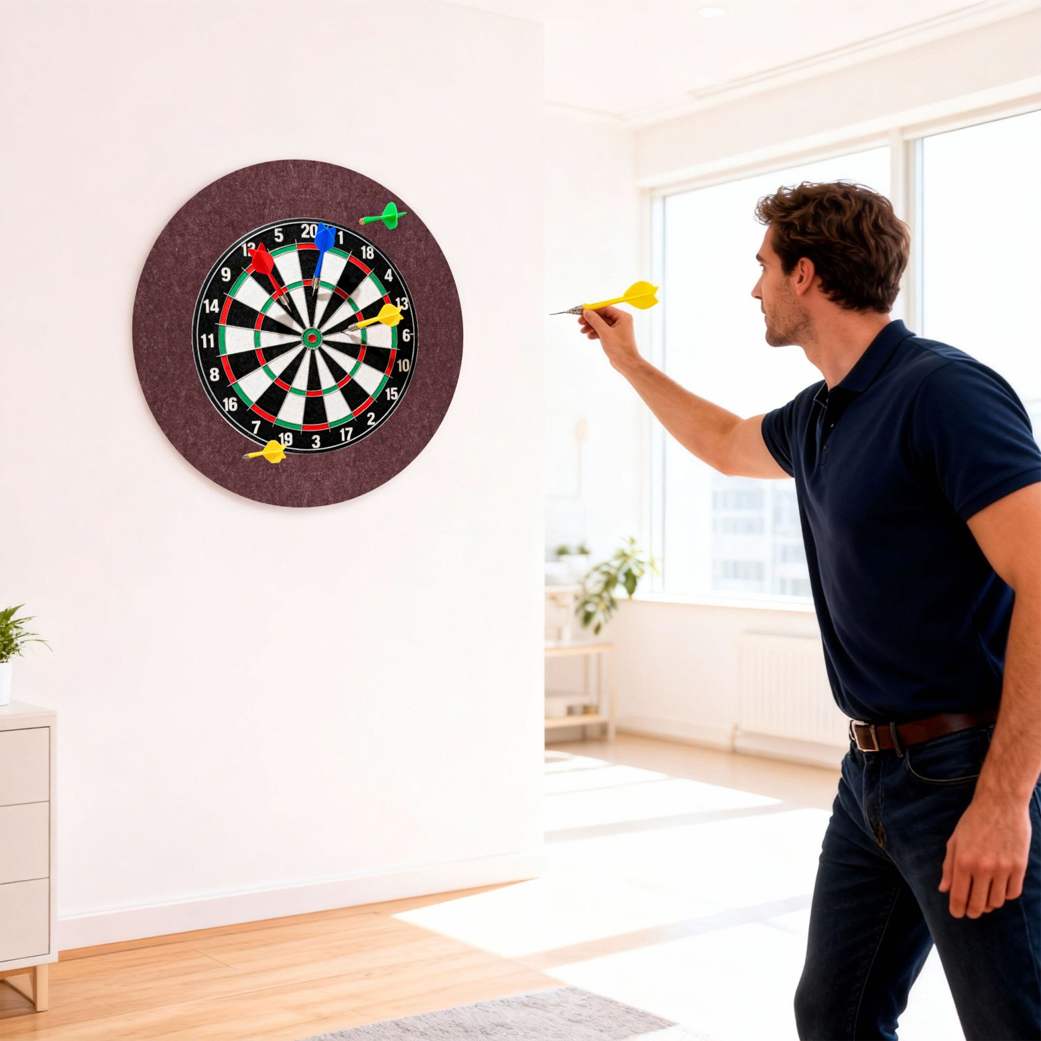 Dartscheibe Schutzring 4-teilig Filz Dunkelrot von Relaxdays