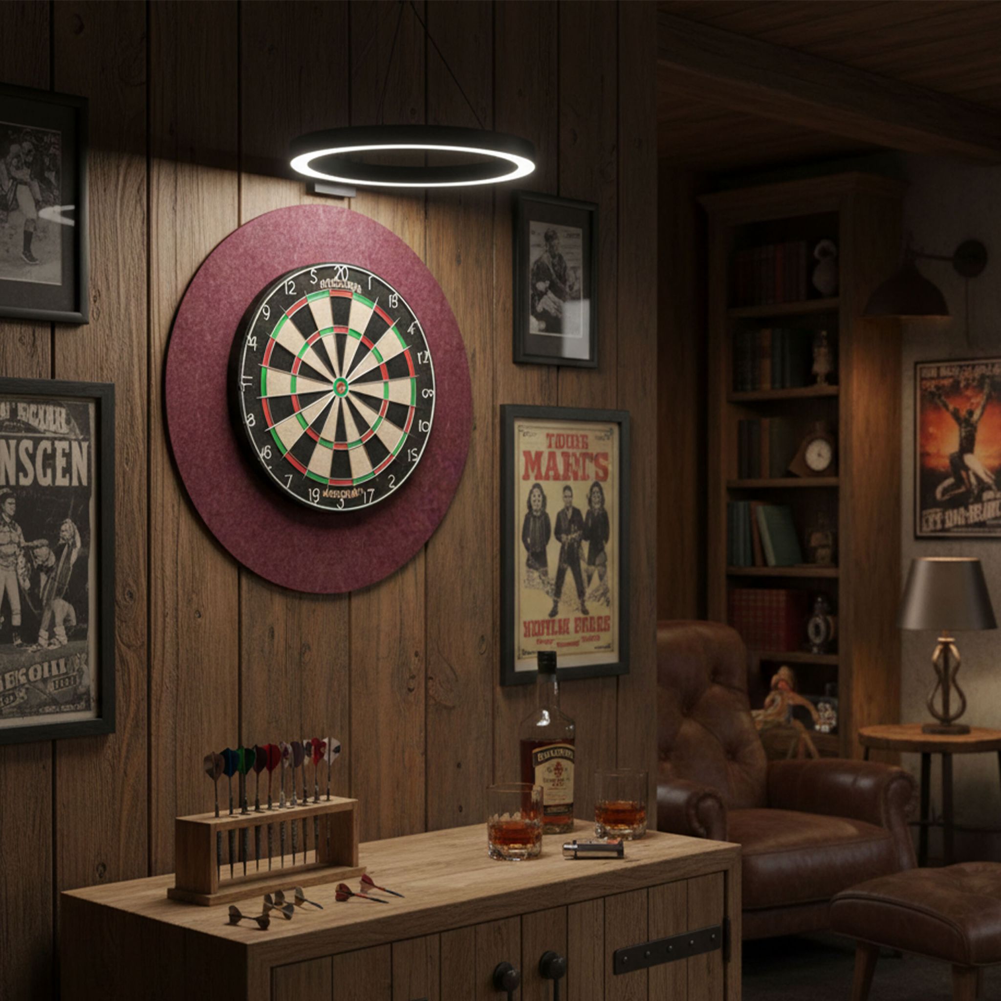 Dartscheibe Schutzring 4-teilig Filz Dunkelrot von Relaxdays