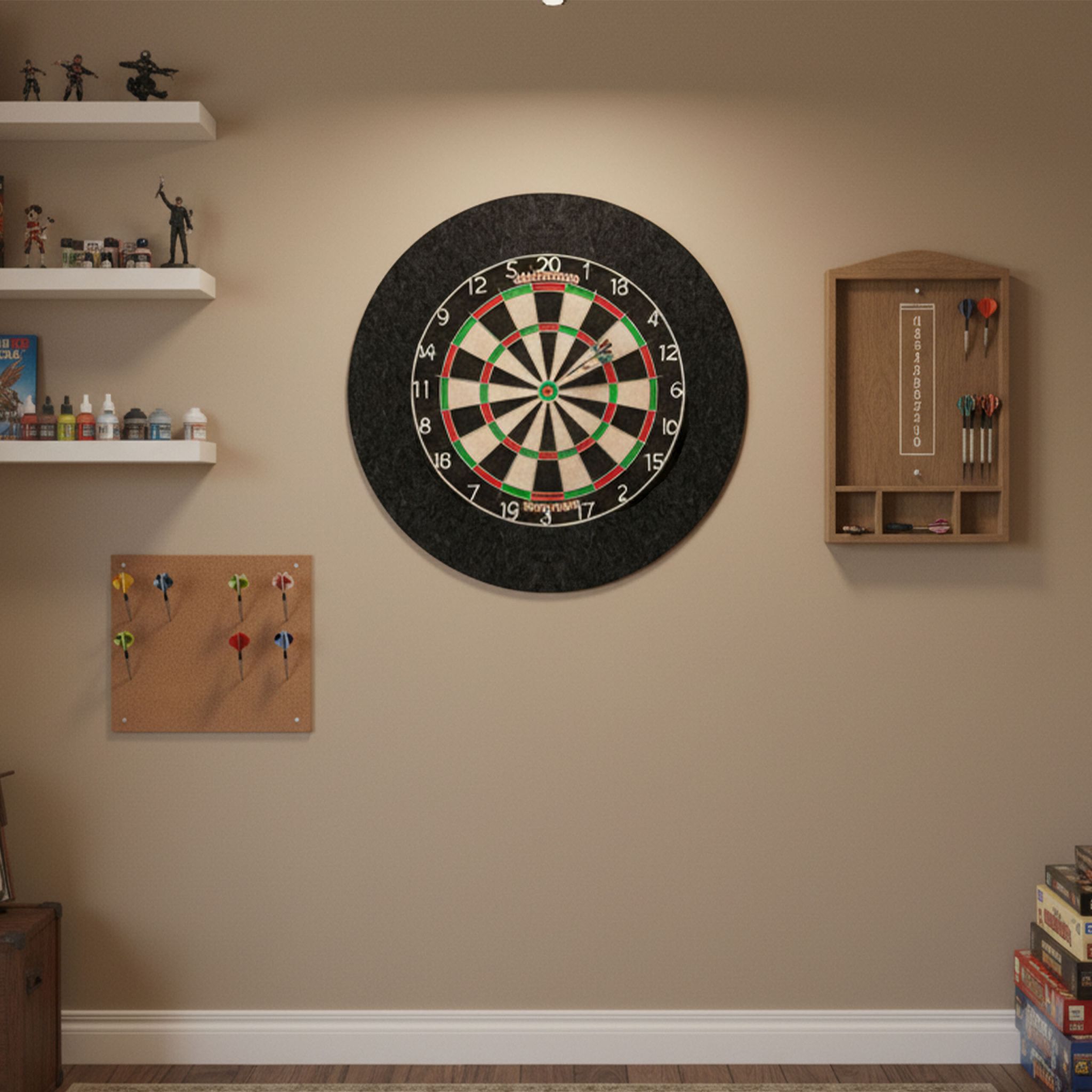 Dartscheibe Schutzring 4-teilig Filz Dunkelrot von Relaxdays