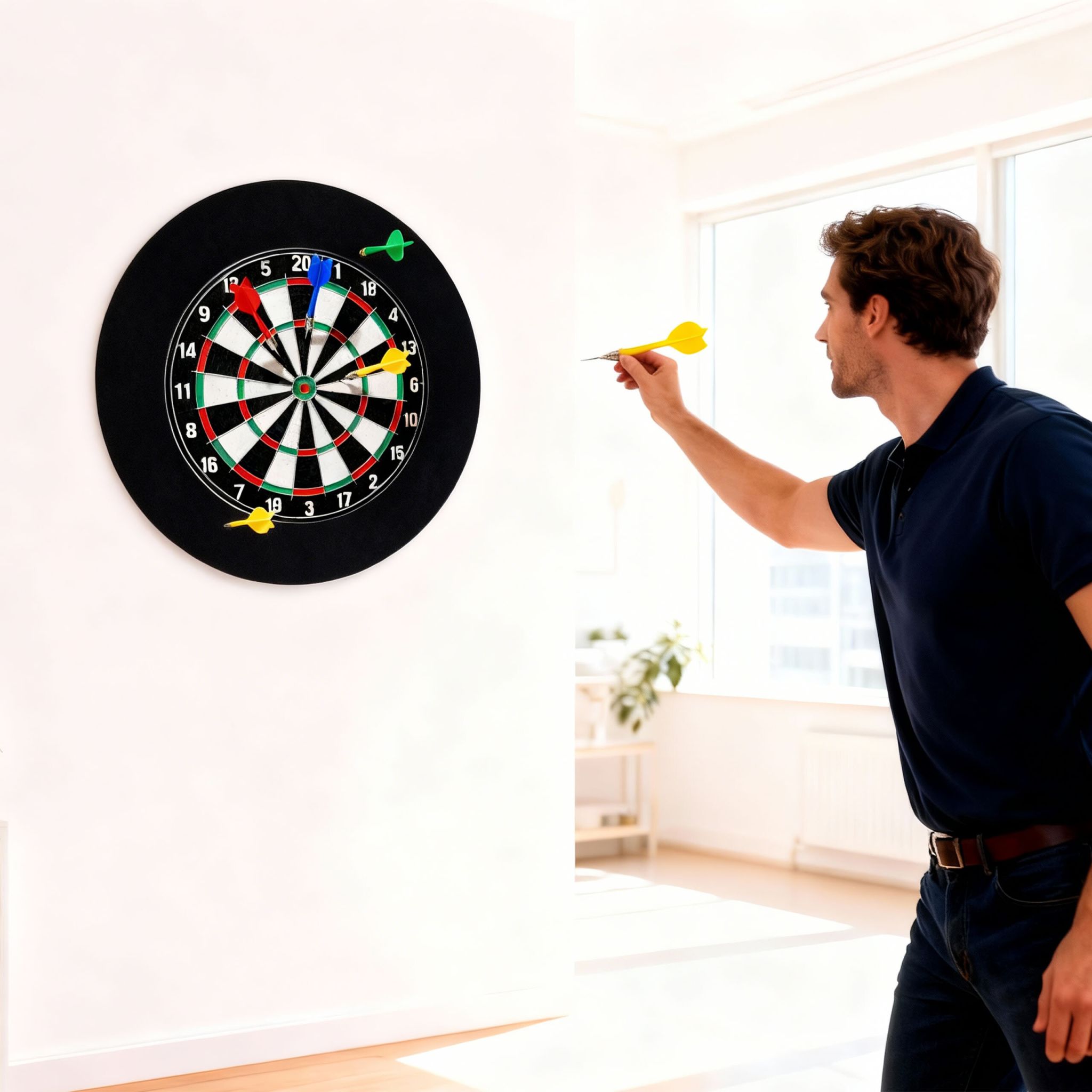 Dartscheibe Schutzring 4-teilig Filz Schwarz von Relaxdays