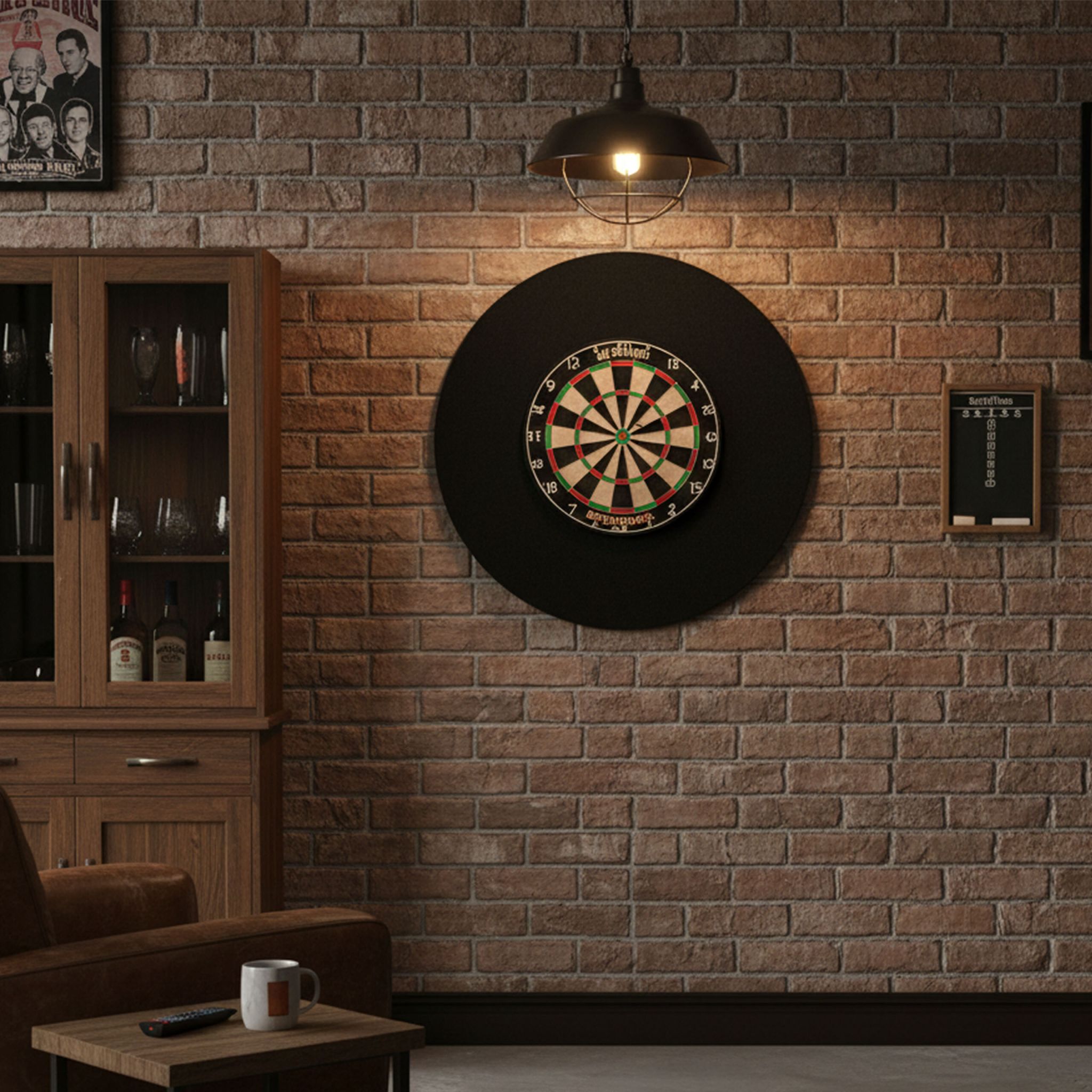 Dartscheibe Schutzring 4-teilig Filz Schwarz von Relaxdays