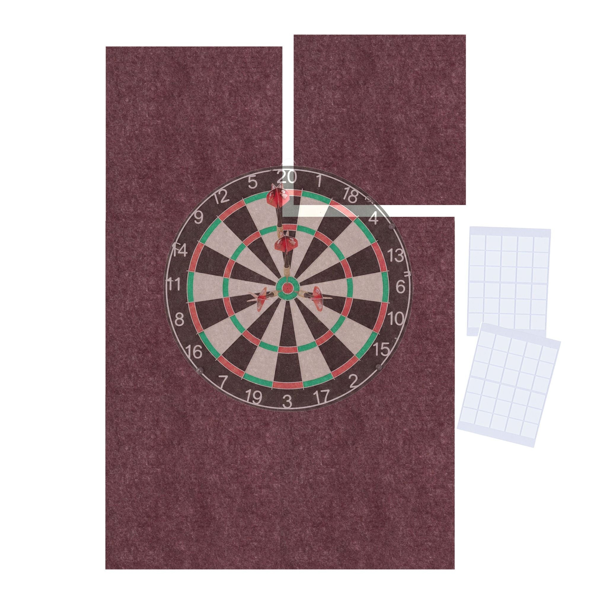 Dartscheibe Schutz 6-teilig Filz Dunkelrot von Relaxdays