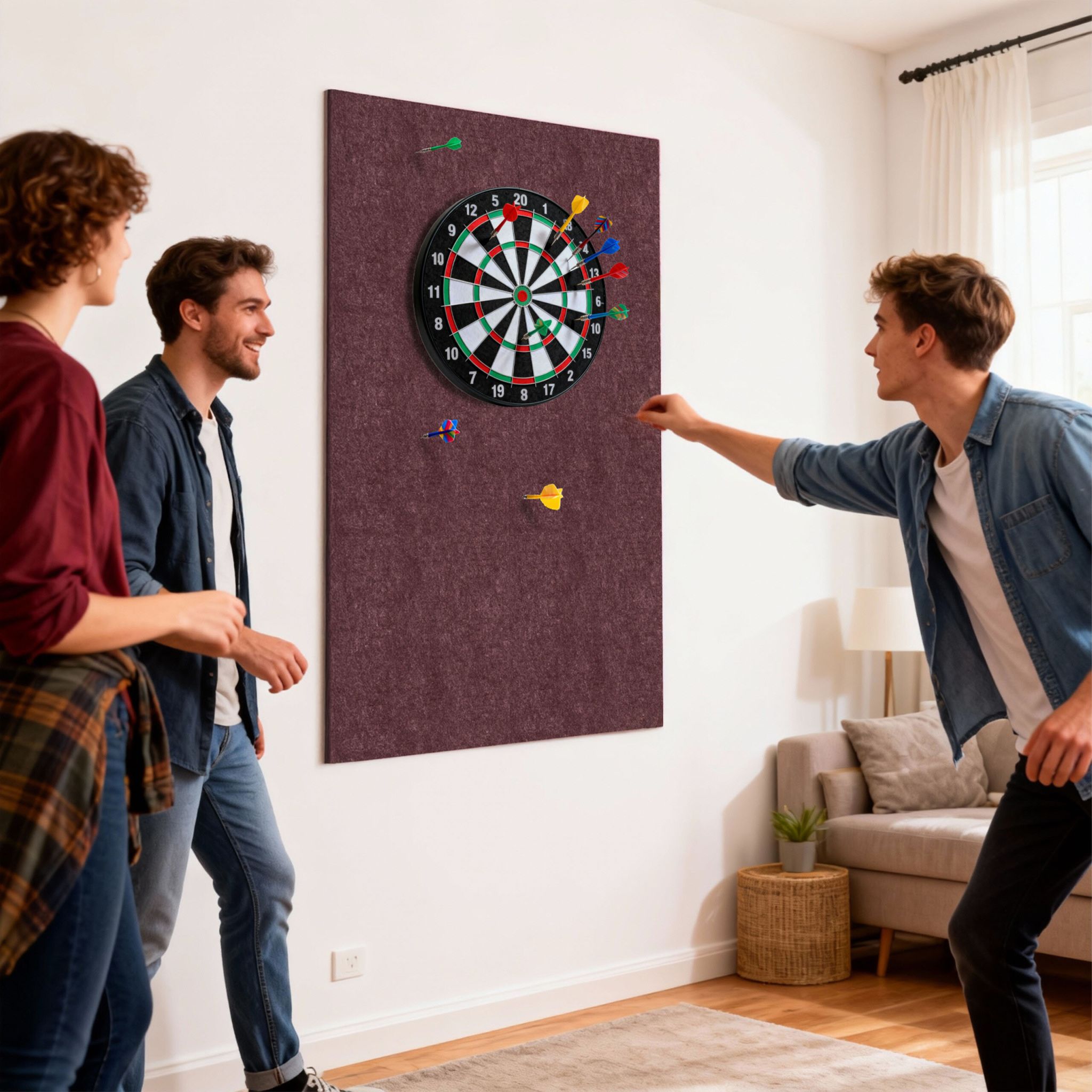 Dartscheibe Schutz 6-teilig Filz Dunkelrot von Relaxdays