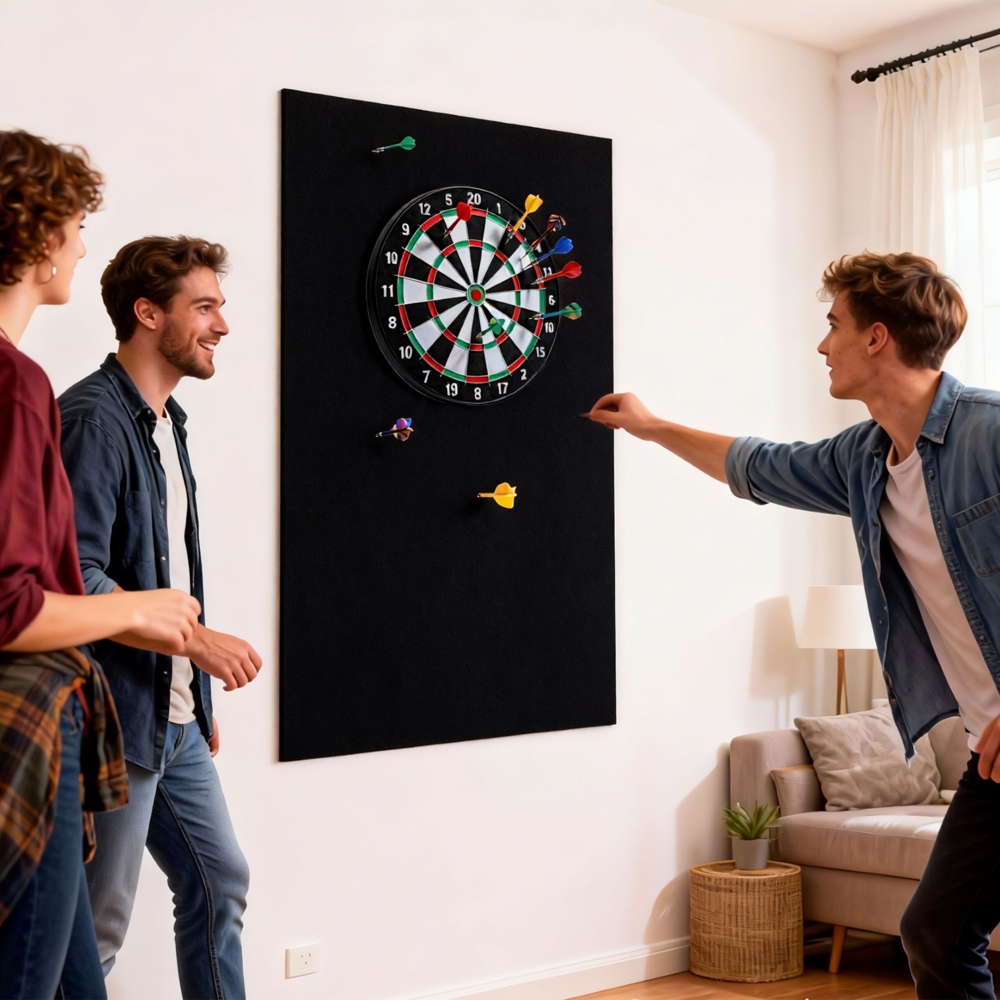 Dartscheibe Schutz 6-teilig Filz Schwarz von Relaxdays