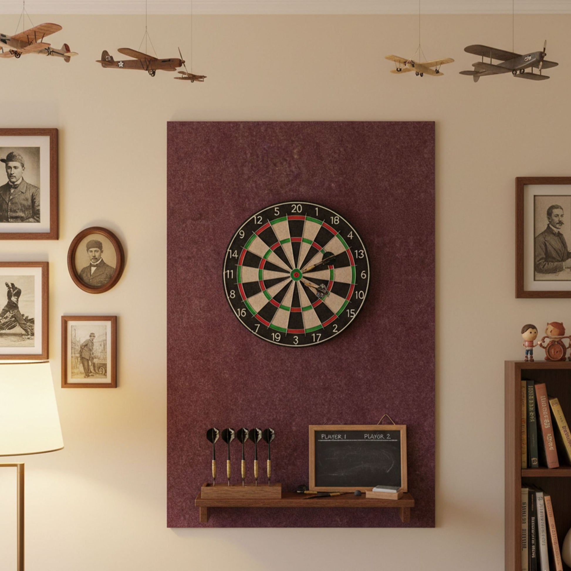 Dartscheibe Schutz 6-teilig Filz Schwarz von Relaxdays