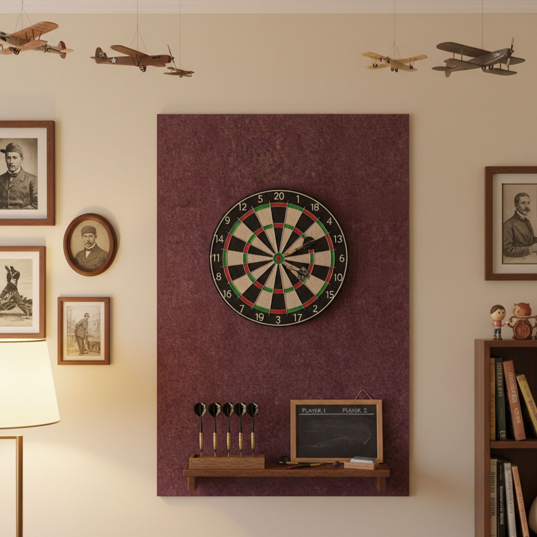 Dartscheibe Schutz 6-teilig Filz Schwarz von Relaxdays