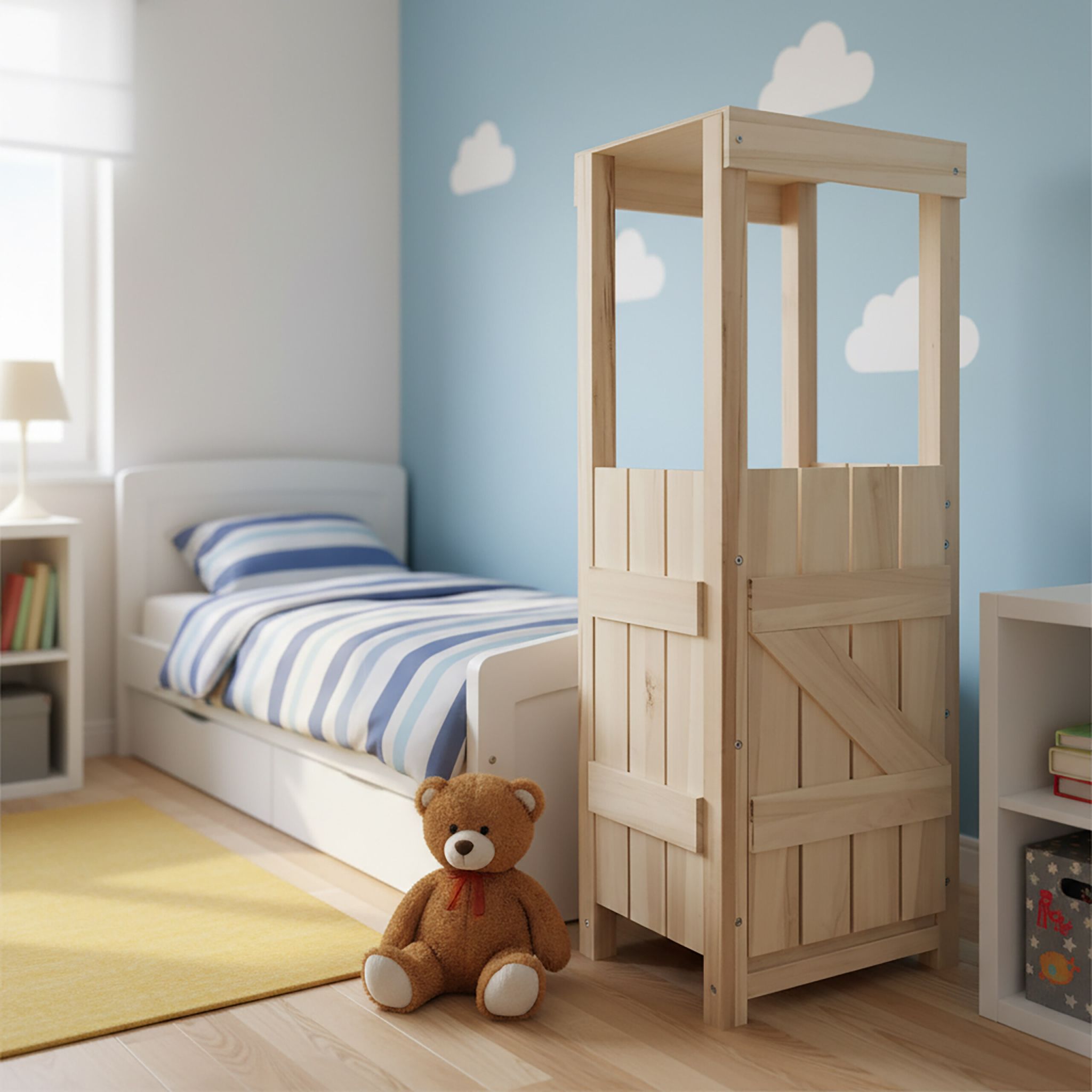 Hobby Horse Stall für 2 Pferde Weiss-Hellbraun