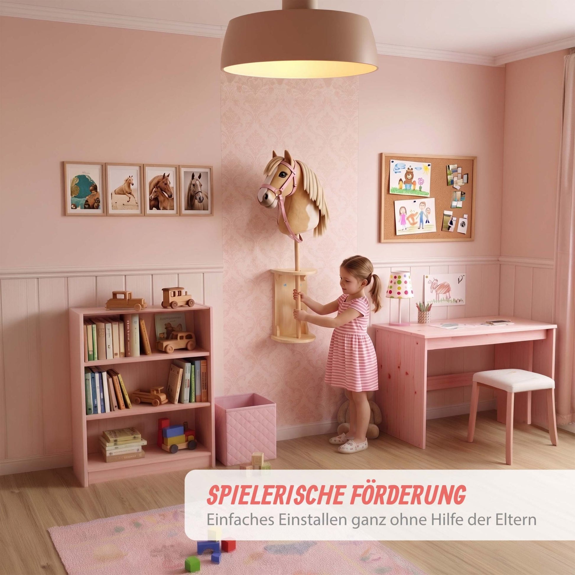 Steckenpferd Halter 2er-Set für die Wand Hellbraun von Relaxdays