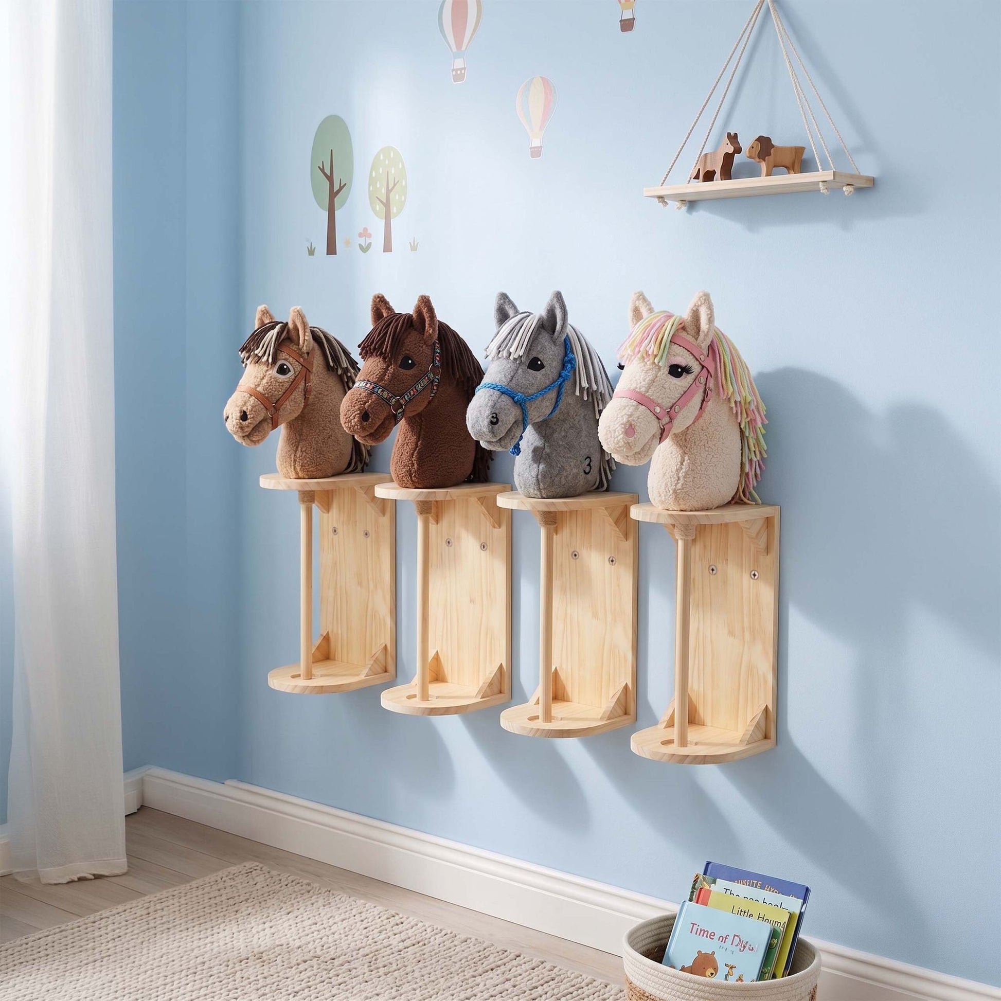 Steckenpferd Halter 2er-Set für die Wand Hellbraun von Relaxdays