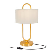 Tischlampe U-Form mit Leinenschirm Creme-Gold von Relaxdays