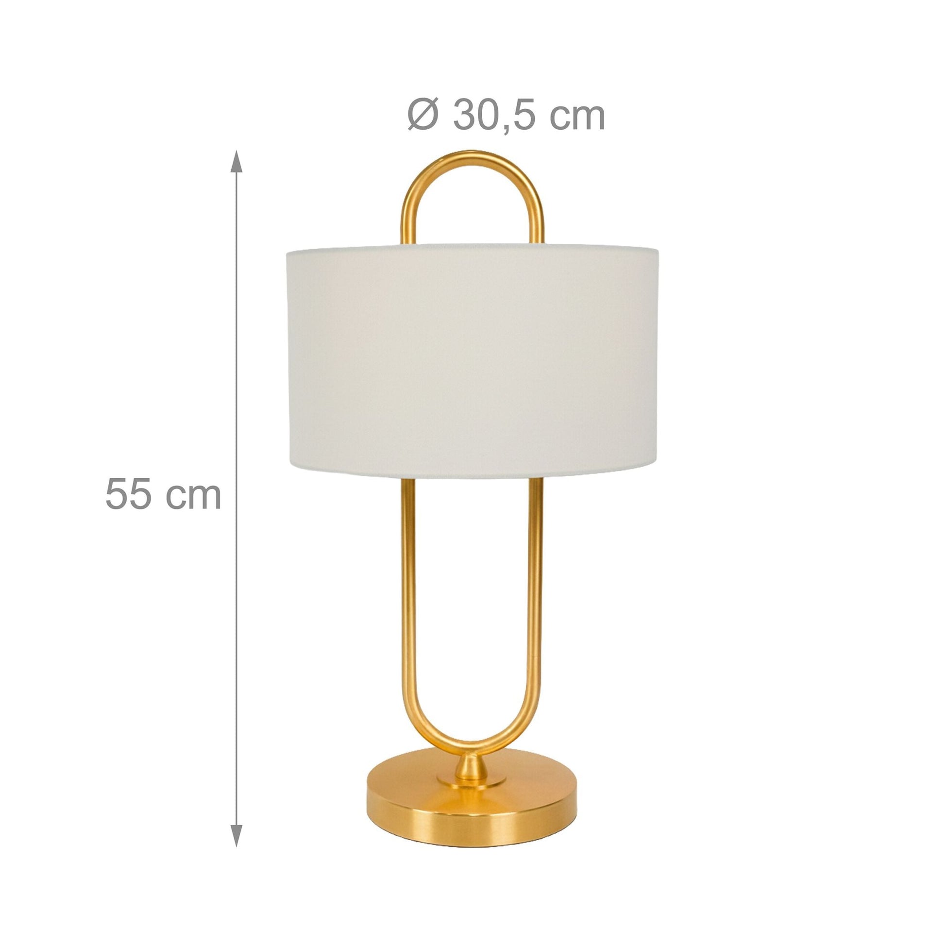 Tischlampe U-Form mit Leinenschirm Creme-Gold von Relaxdays