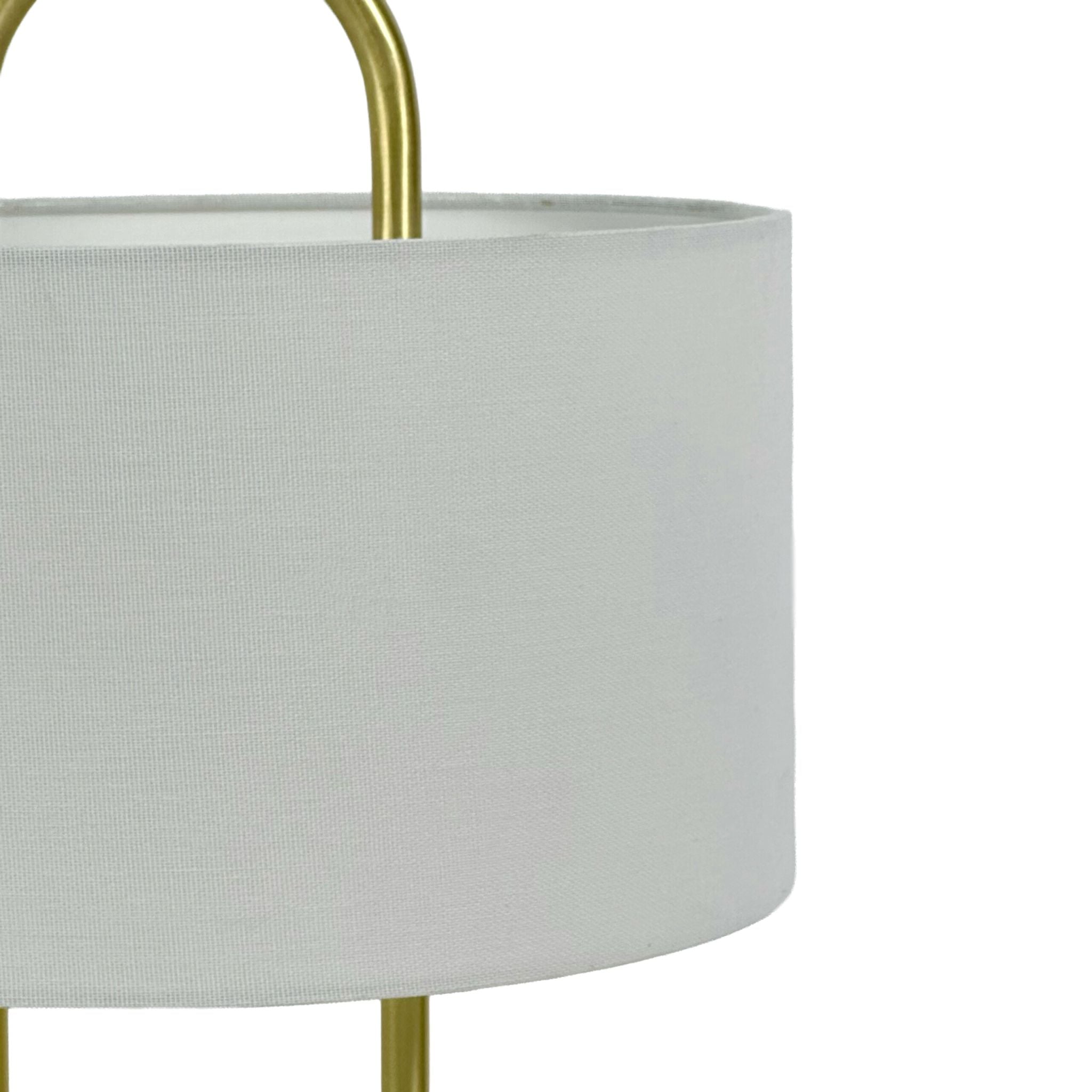 Tischlampe U-Form mit Leinenschirm Creme-Gold von Relaxdays