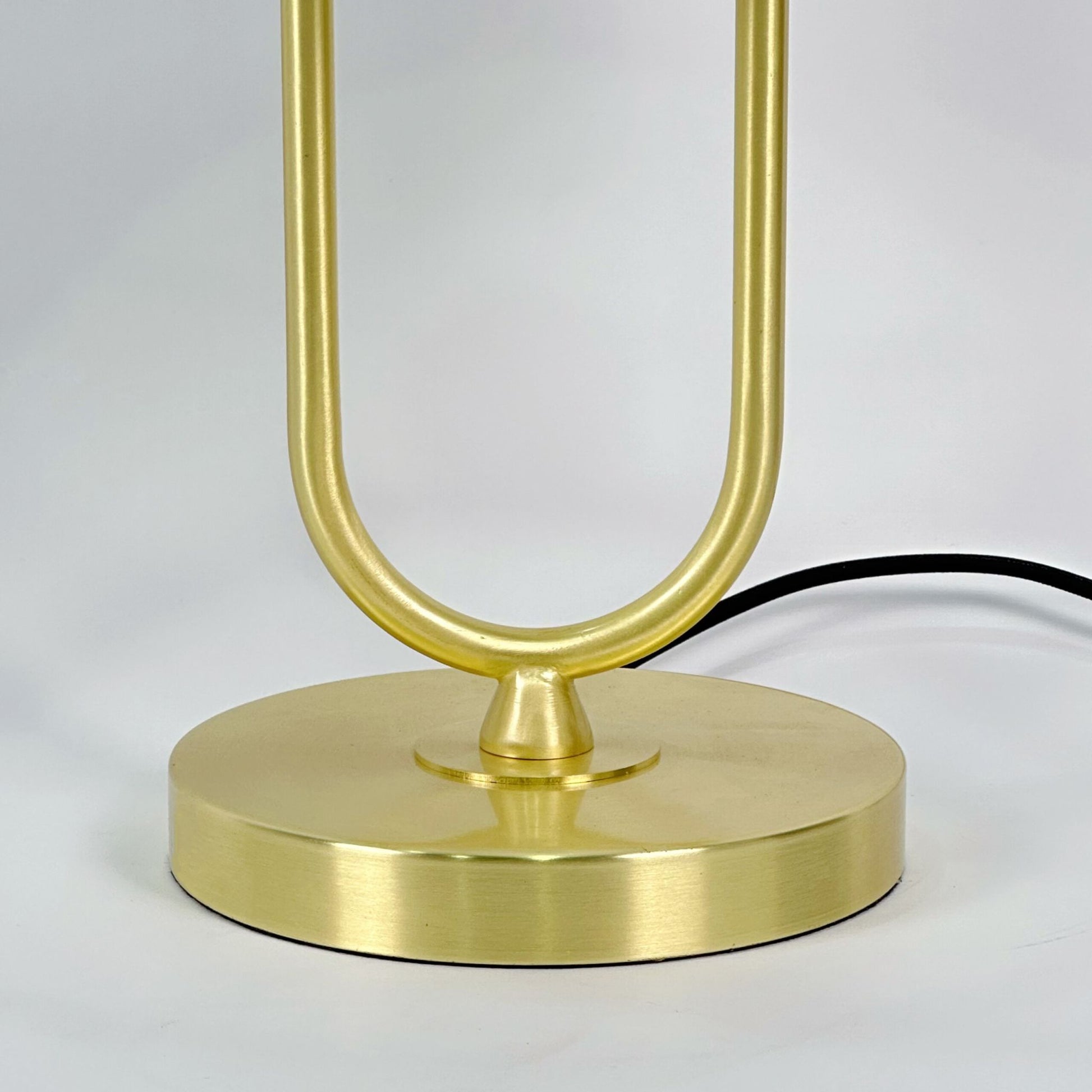 Tischlampe U-Form mit Leinenschirm Creme-Gold von Relaxdays