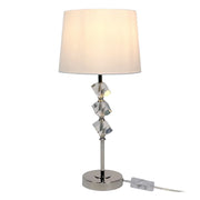 Tischlampe mit Kristall & Seidenschirm Creme-Silber von Relaxdays