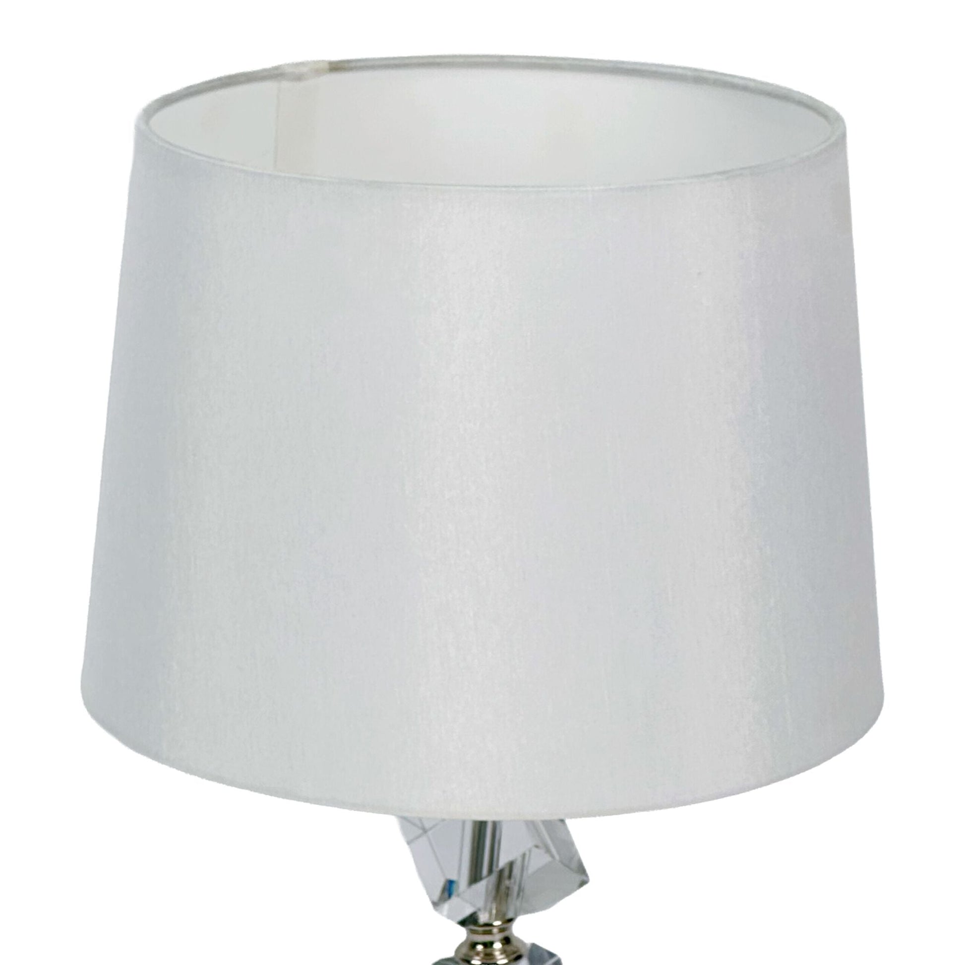 Tischlampe mit Kristall & Seidenschirm Creme-Silber von Relaxdays