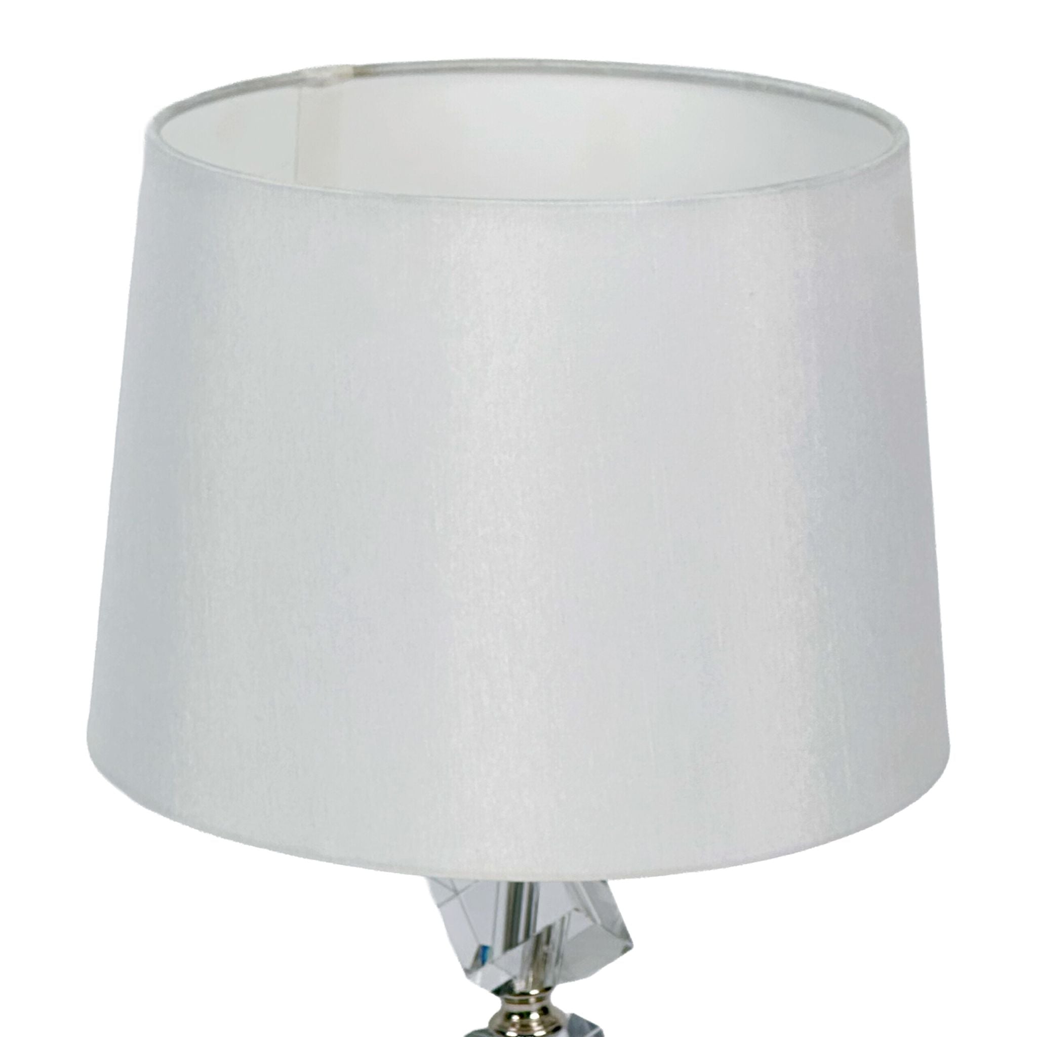 Tischlampe mit Kristall & Seidenschirm Creme-Silber von Relaxdays