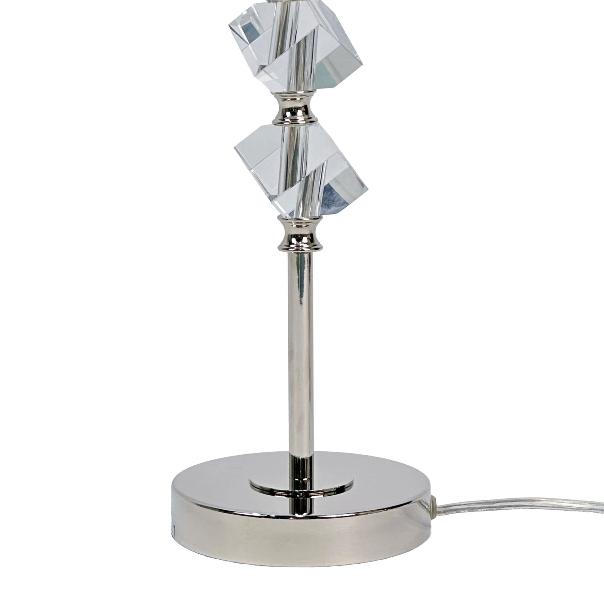 Tischlampe mit Kristall & Seidenschirm Creme-Silber von Relaxdays