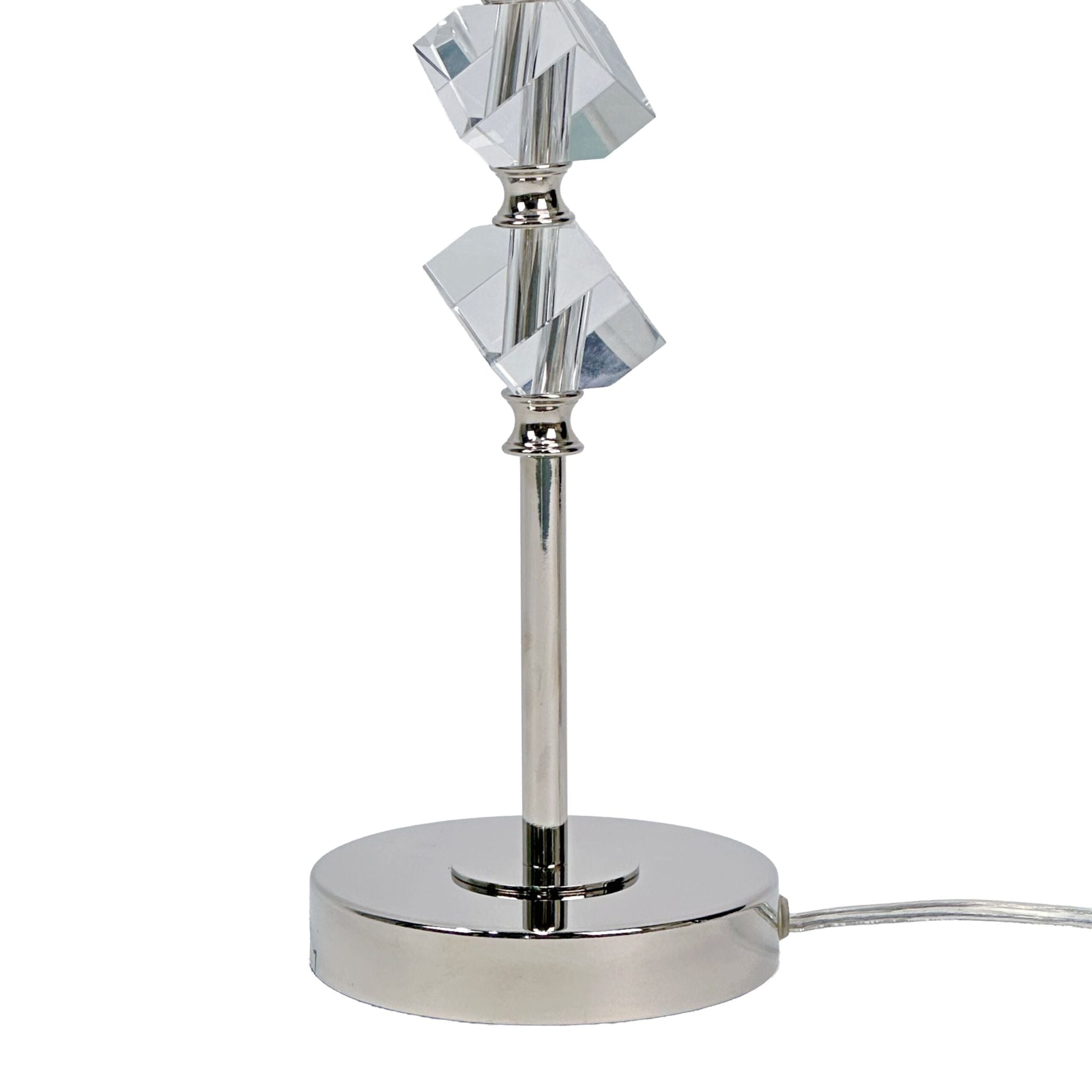 Tischlampe mit Kristall & Seidenschirm Creme-Silber von Relaxdays