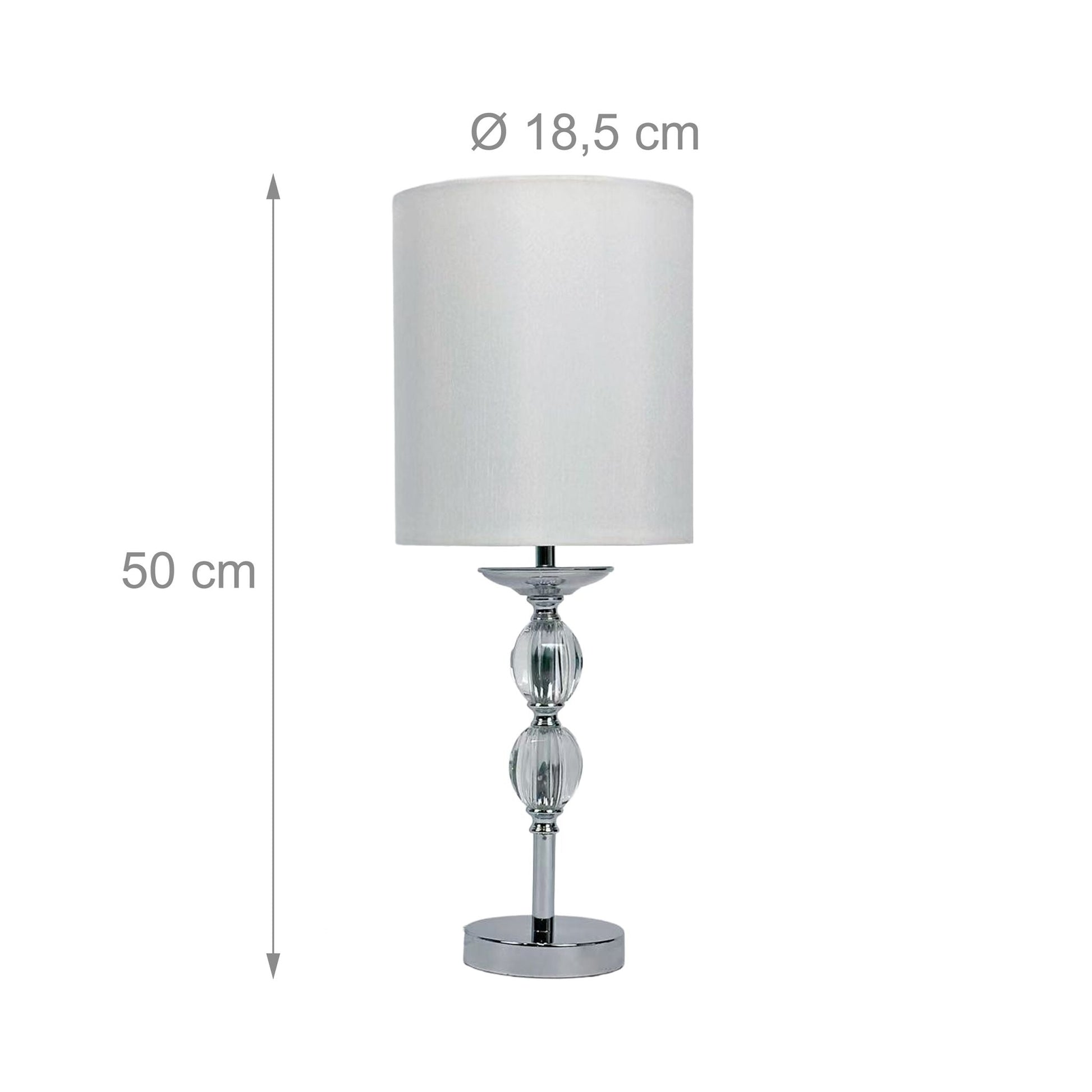Tischlampe Kristall Stoffschirm Weiss-Silber von Relaxdays
