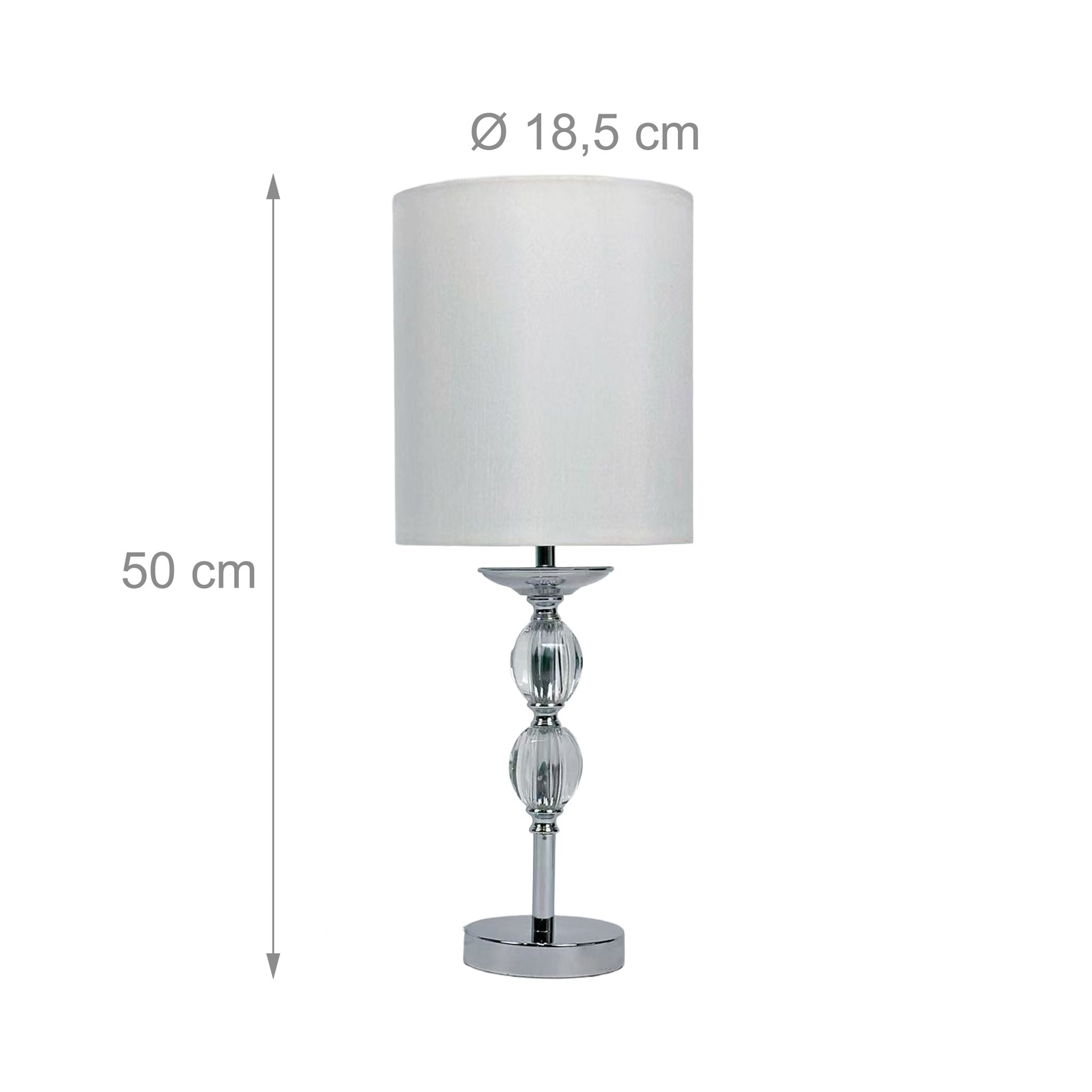 Tischlampe Kristall Stoffschirm Weiss-Silber von Relaxdays