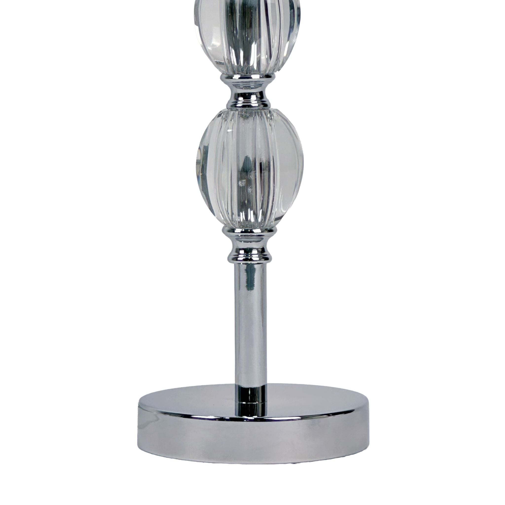Tischlampe Kristall Stoffschirm Weiss-Silber von Relaxdays