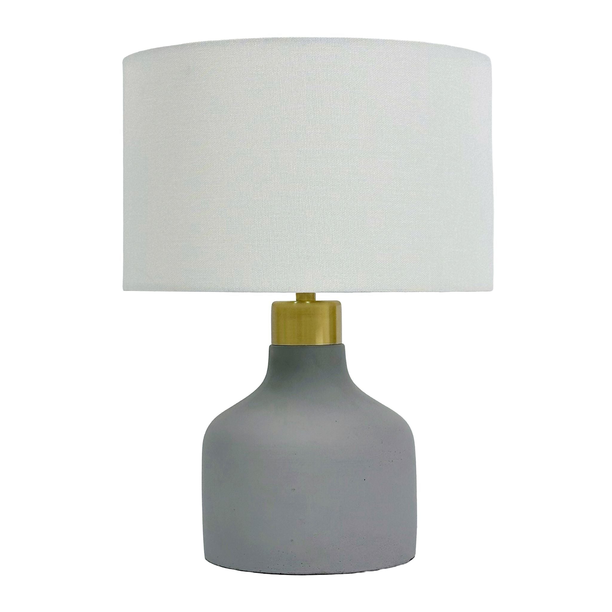 Tischlampe Stoff & Betonfuss Weiss-Gold-Grau von Relaxdays