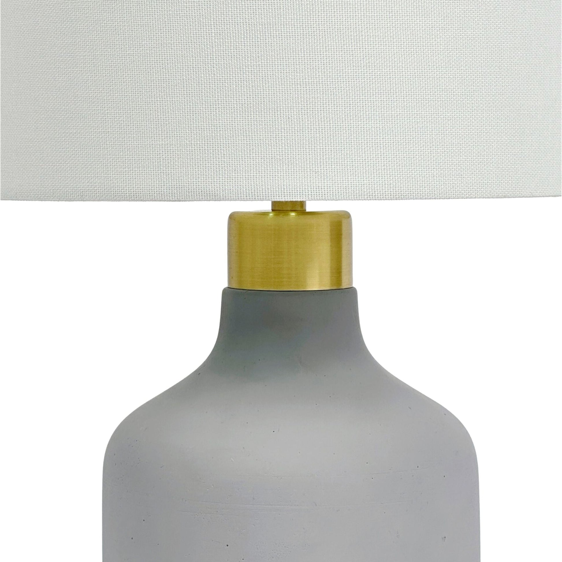 Tischlampe Stoff & Betonfuss Weiss-Gold-Grau von Relaxdays