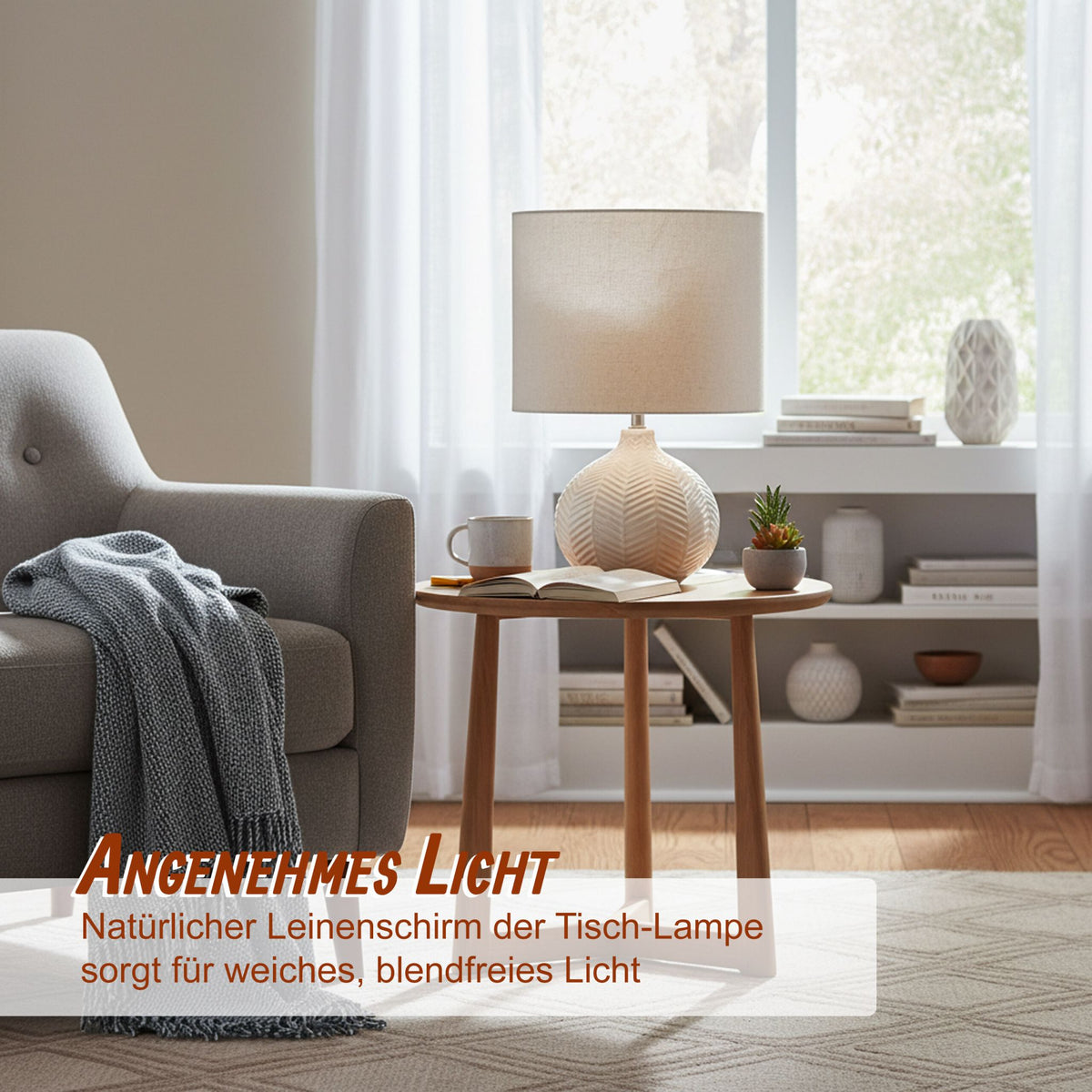 Tischlampe Chevron-Muster Weiss von Relaxdays