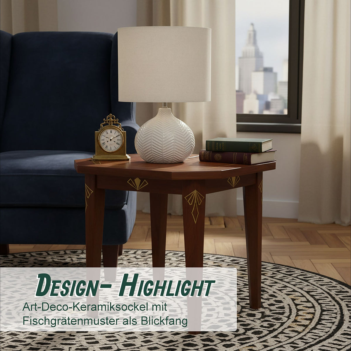 Tischlampe Chevron-Muster Weiss von Relaxdays