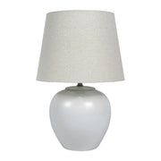 Tischlampe Stoff & Keramikfuss Weiss-Creme von Relaxdays