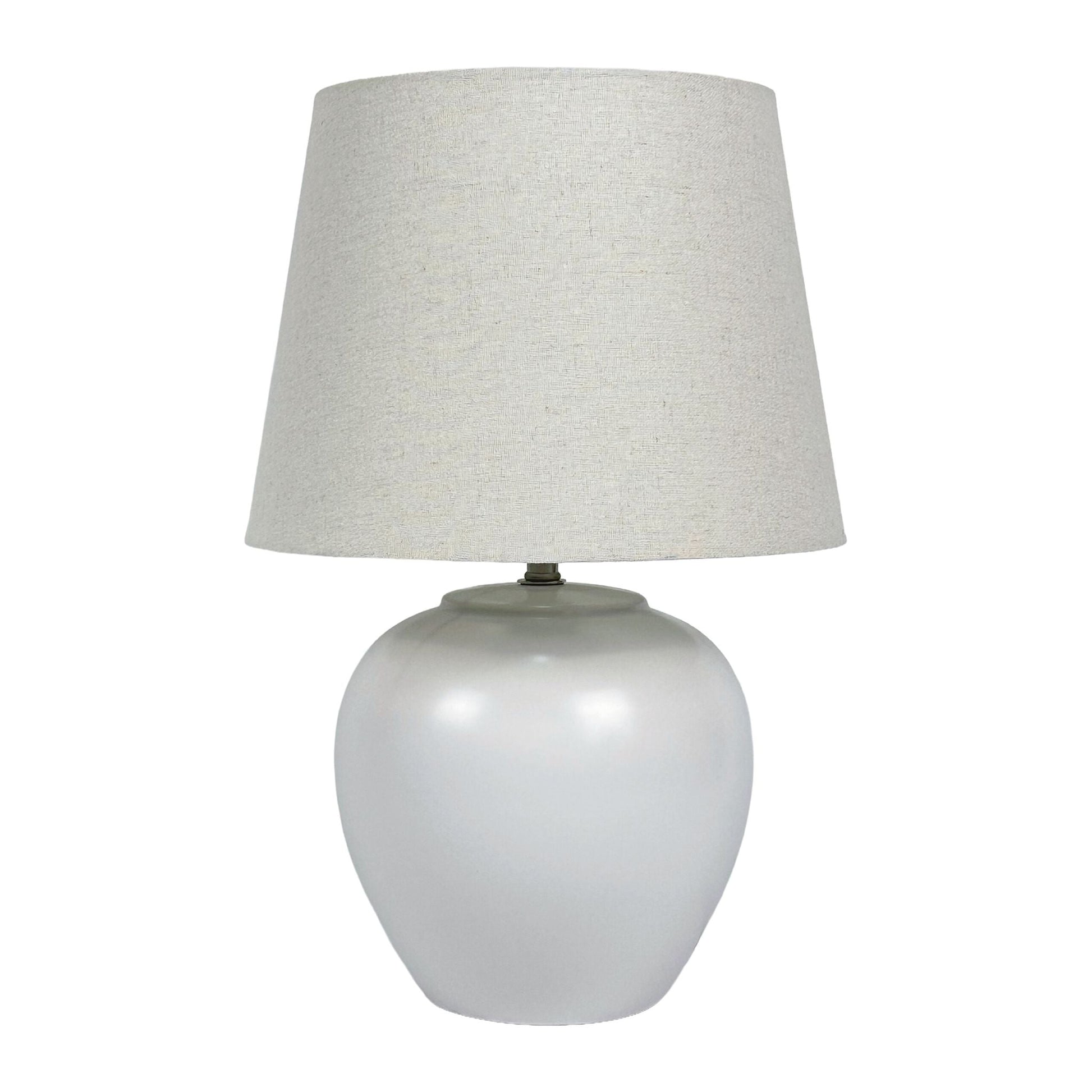 Tischlampe Stoff & Keramikfuss Weiss-Creme von Relaxdays