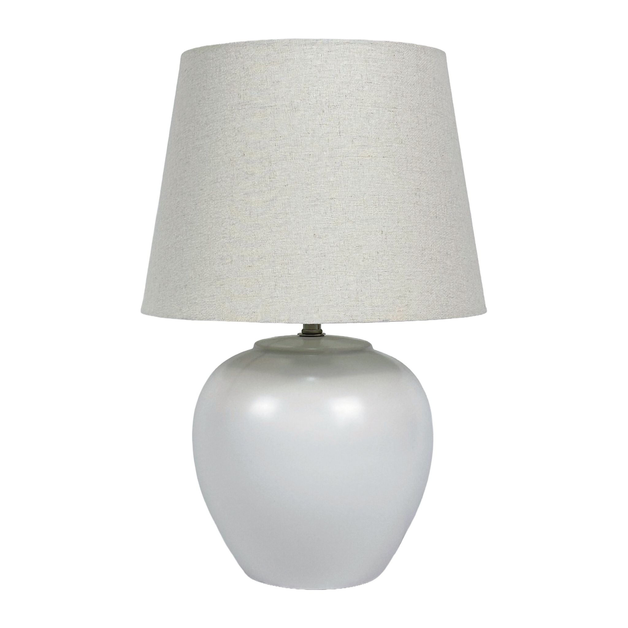 Tischlampe Stoff & Keramikfuss Weiss-Creme von Relaxdays