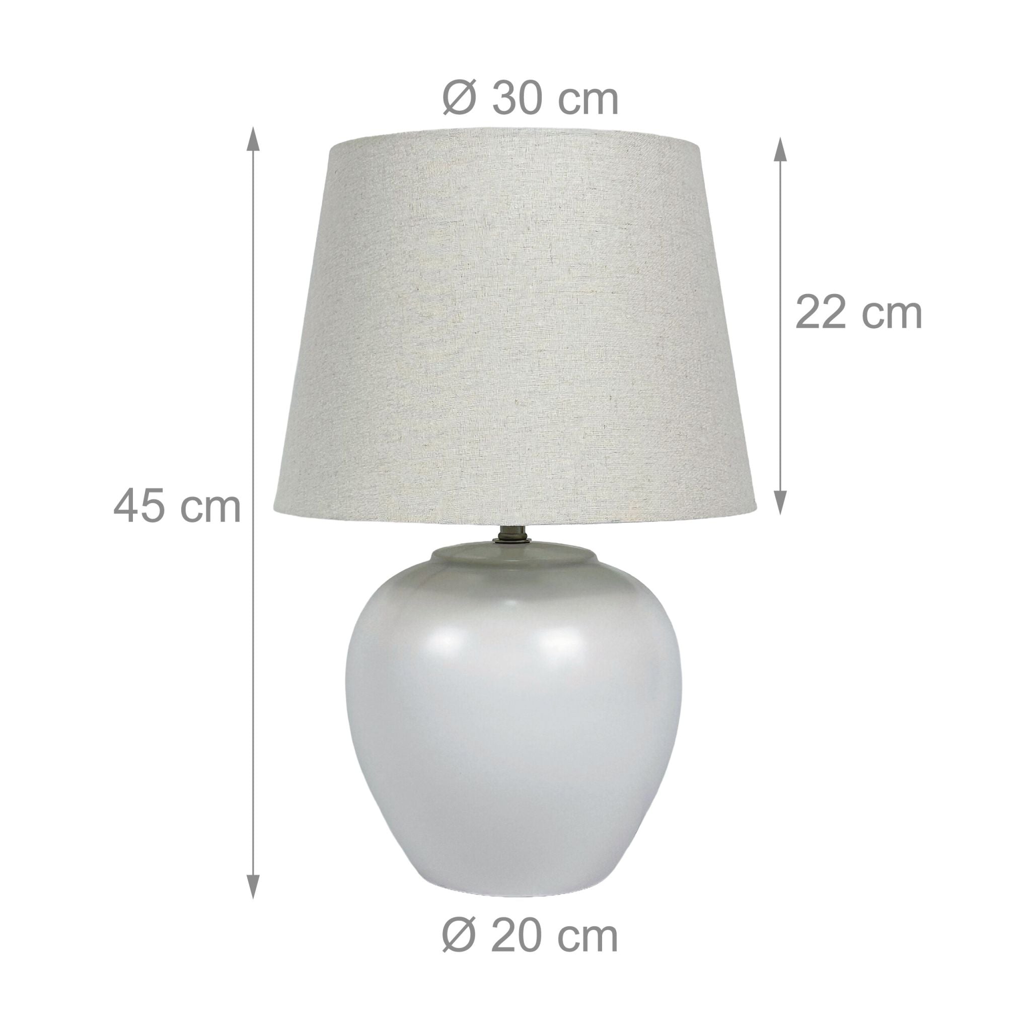 Tischlampe Stoff & Keramikfuss Weiss-Creme von Relaxdays