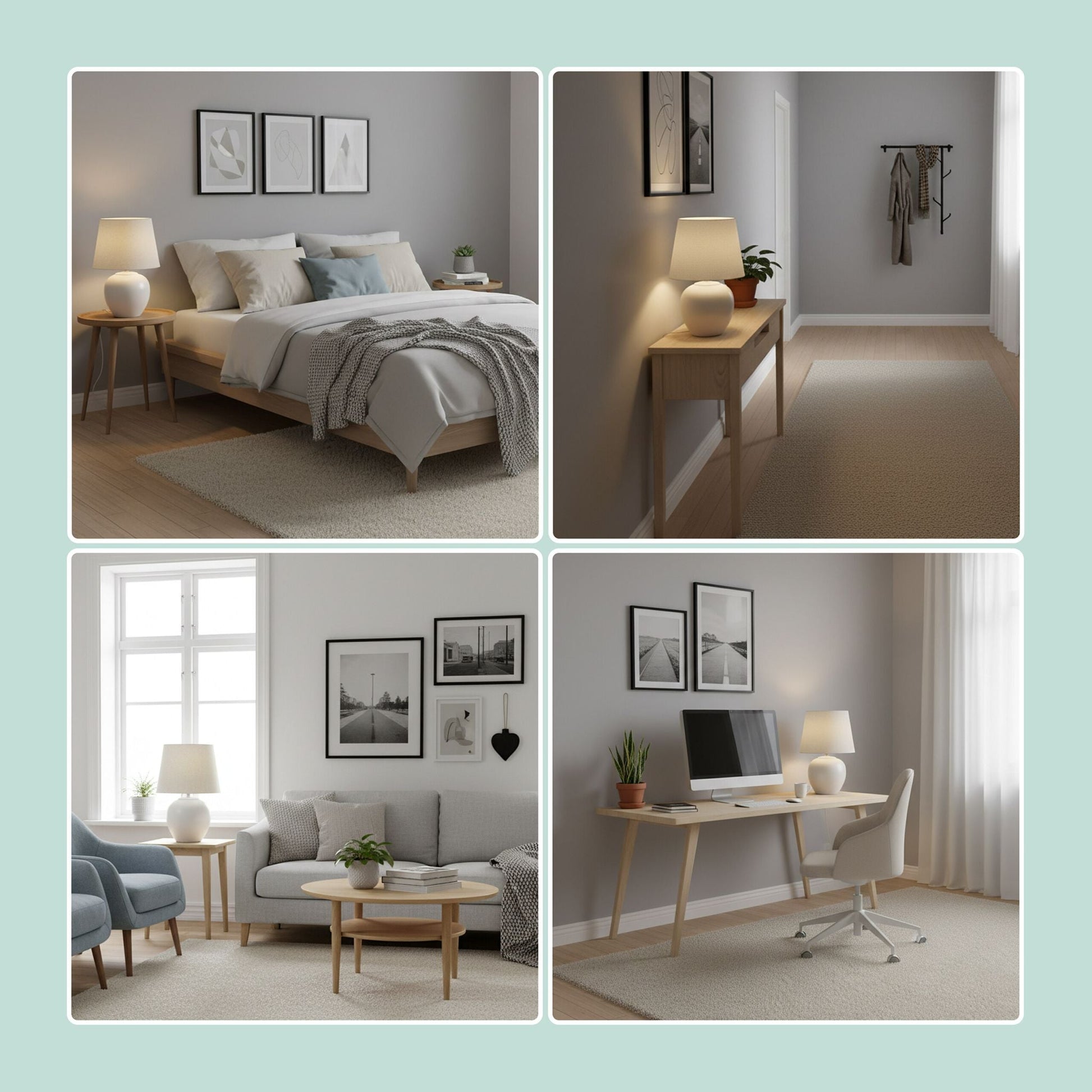 Tischlampe Stoff & Keramikfuss Weiss-Creme von Relaxdays