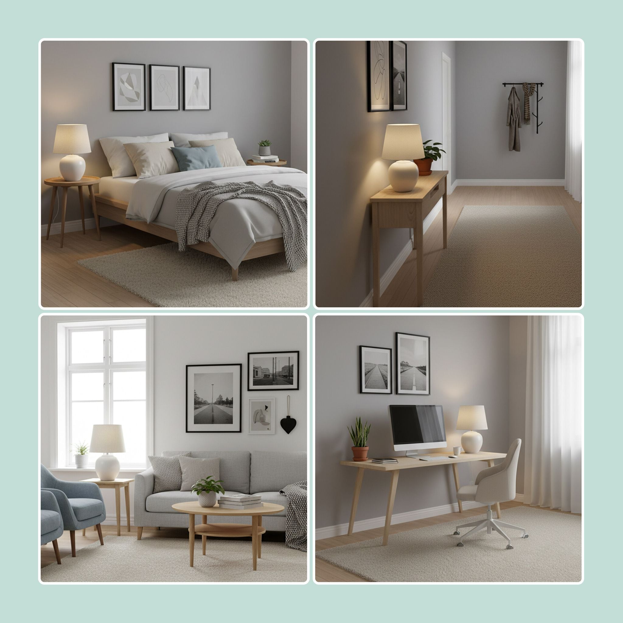 Tischlampe Stoff & Keramikfuss Weiss-Creme von Relaxdays